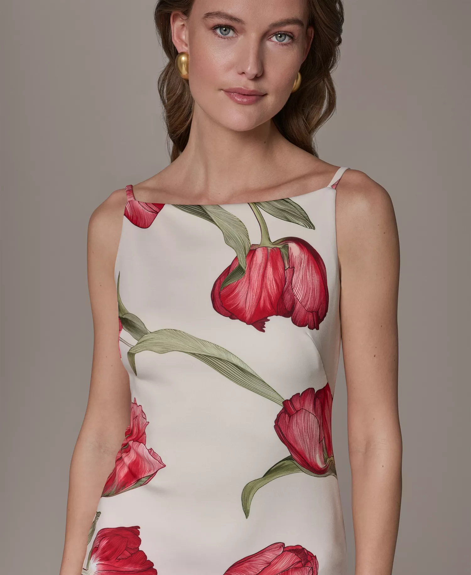 Petite Square-Neck Printed Sheath Dress - Geranium Multi - 0P