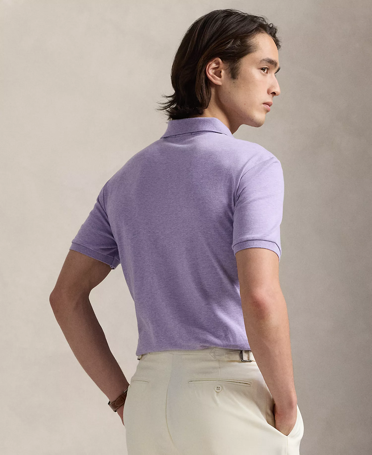 Men’s Slim-Fit Soft Cotton Polo Shirt - Amethyst Heather - 2XL