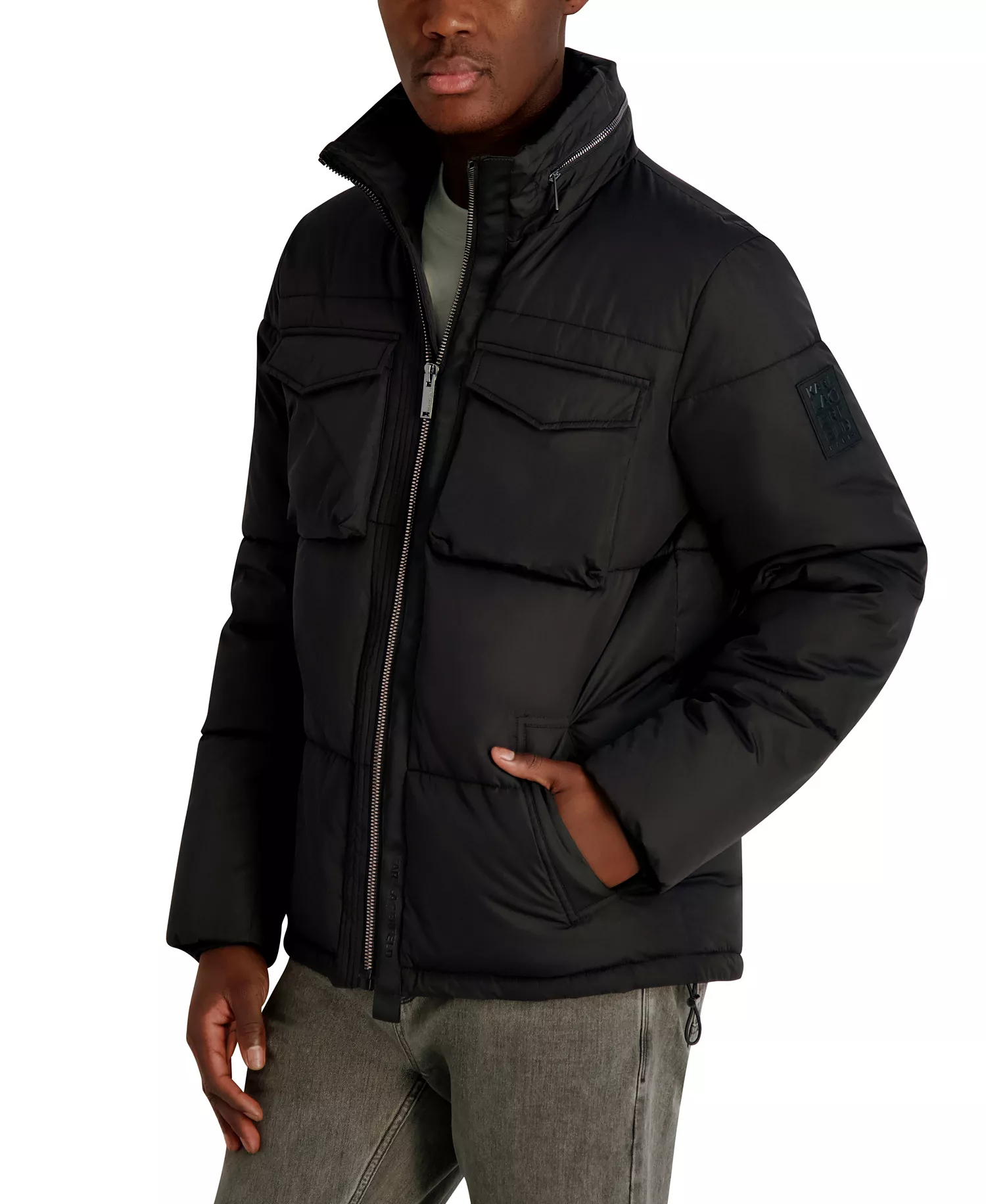 Men's Puffer with Chest Pockets - Black - 2XL