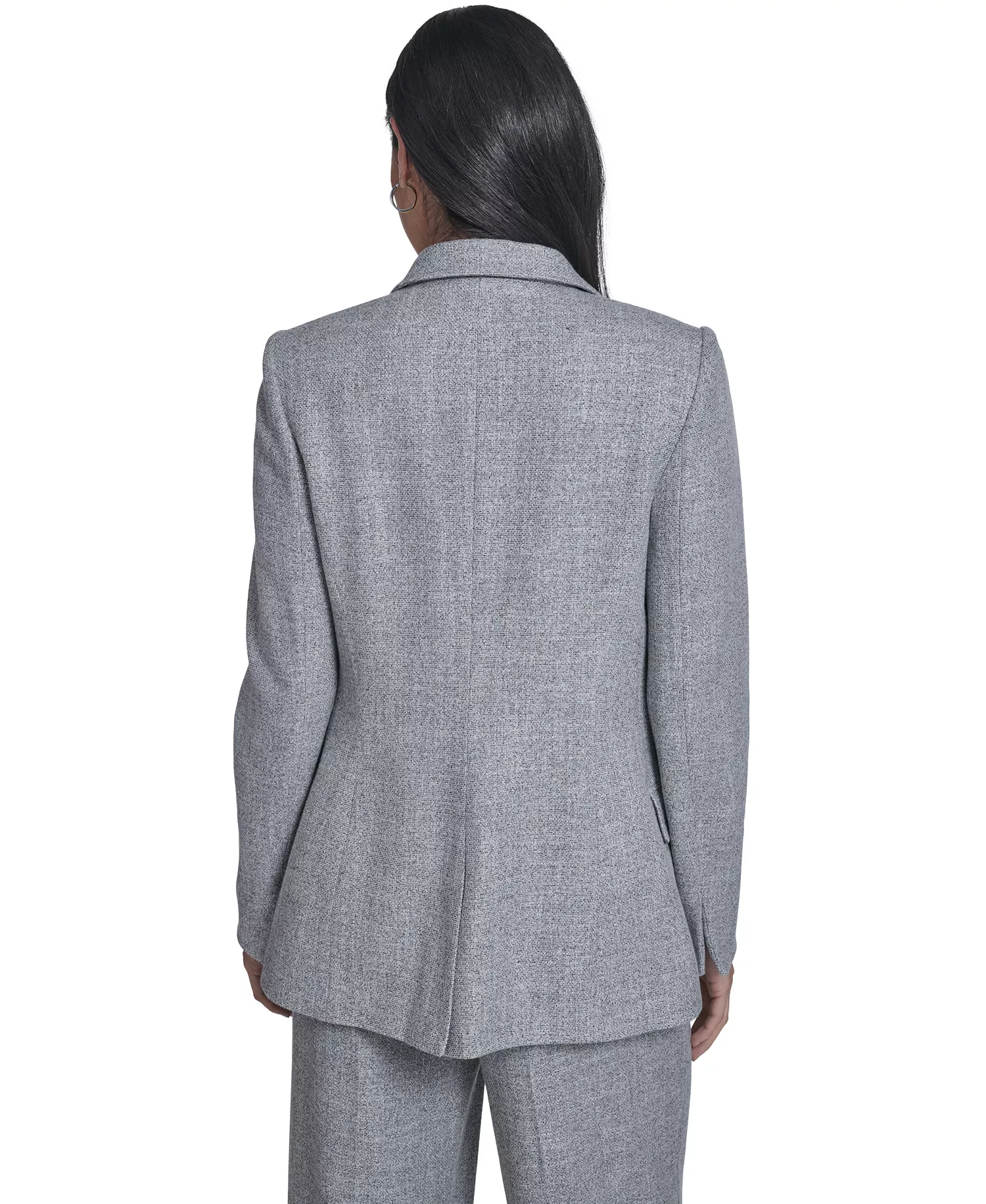 Women's Novelty Open Front Jacket and Novelty Wide-Leg Pant - Light Heather Multi - 10