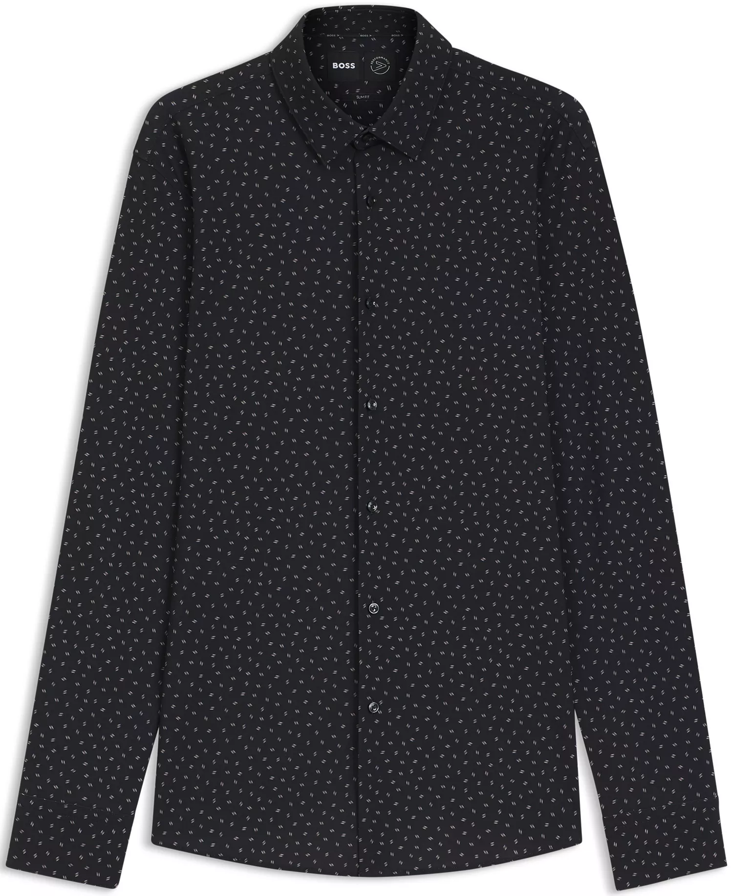 Men's Slim-Fit Performance-Stretch Dress Shirt - Black - 15