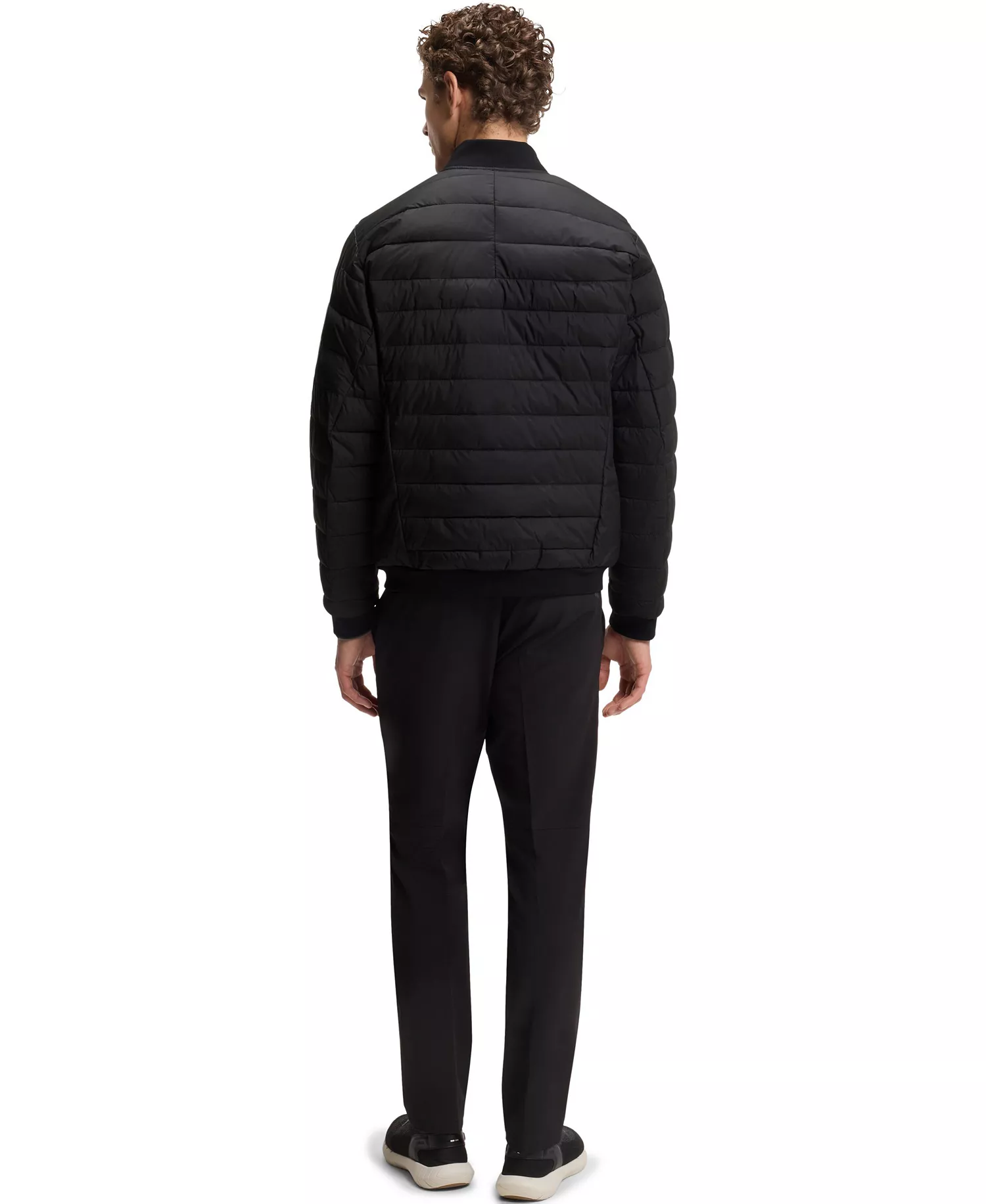 Men's Water-Repellent Padded Bomber Jacket - Black - L