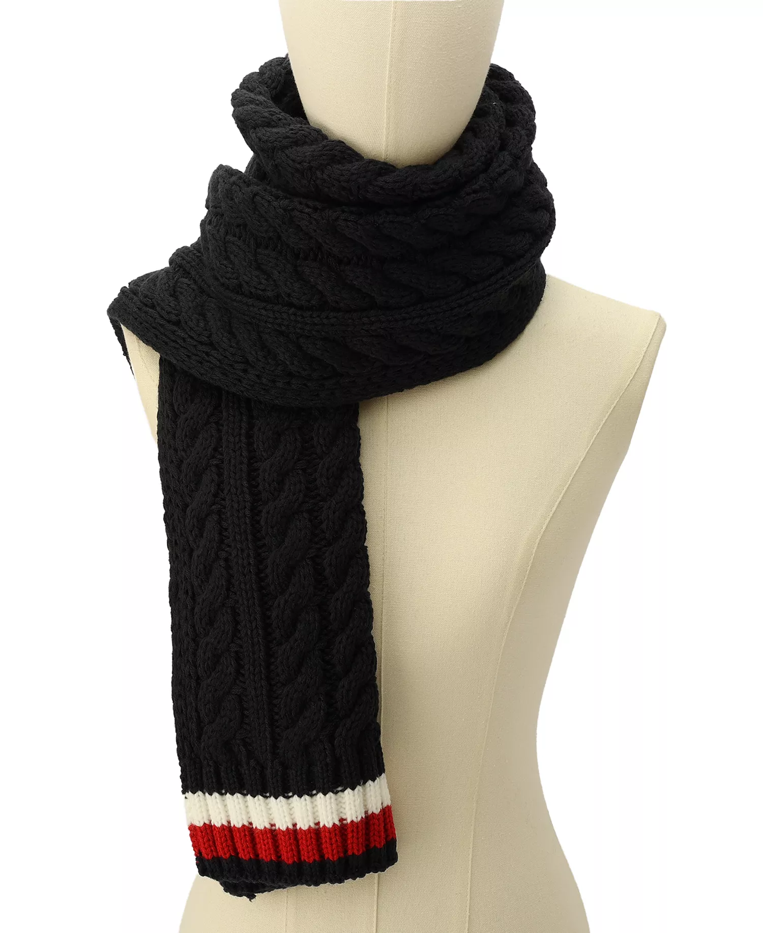 Men's Cable Knit Global Stripe Scarf - Desert Sky - ONE SIZE