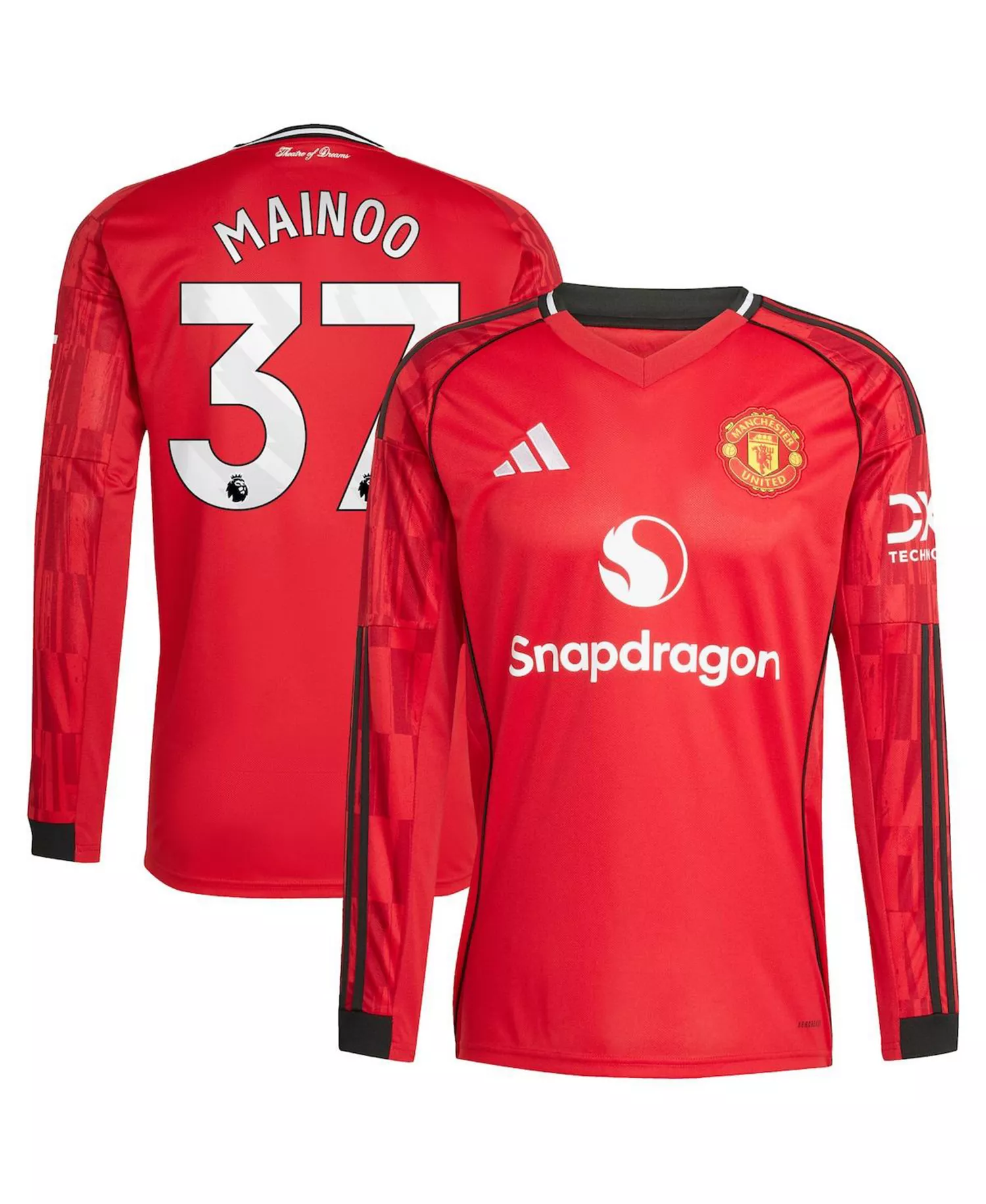 Men's Kobbie Mainoo Red Manchester United Home 2025/26 Replica Player Long Sleeve Jersey - Red - XL