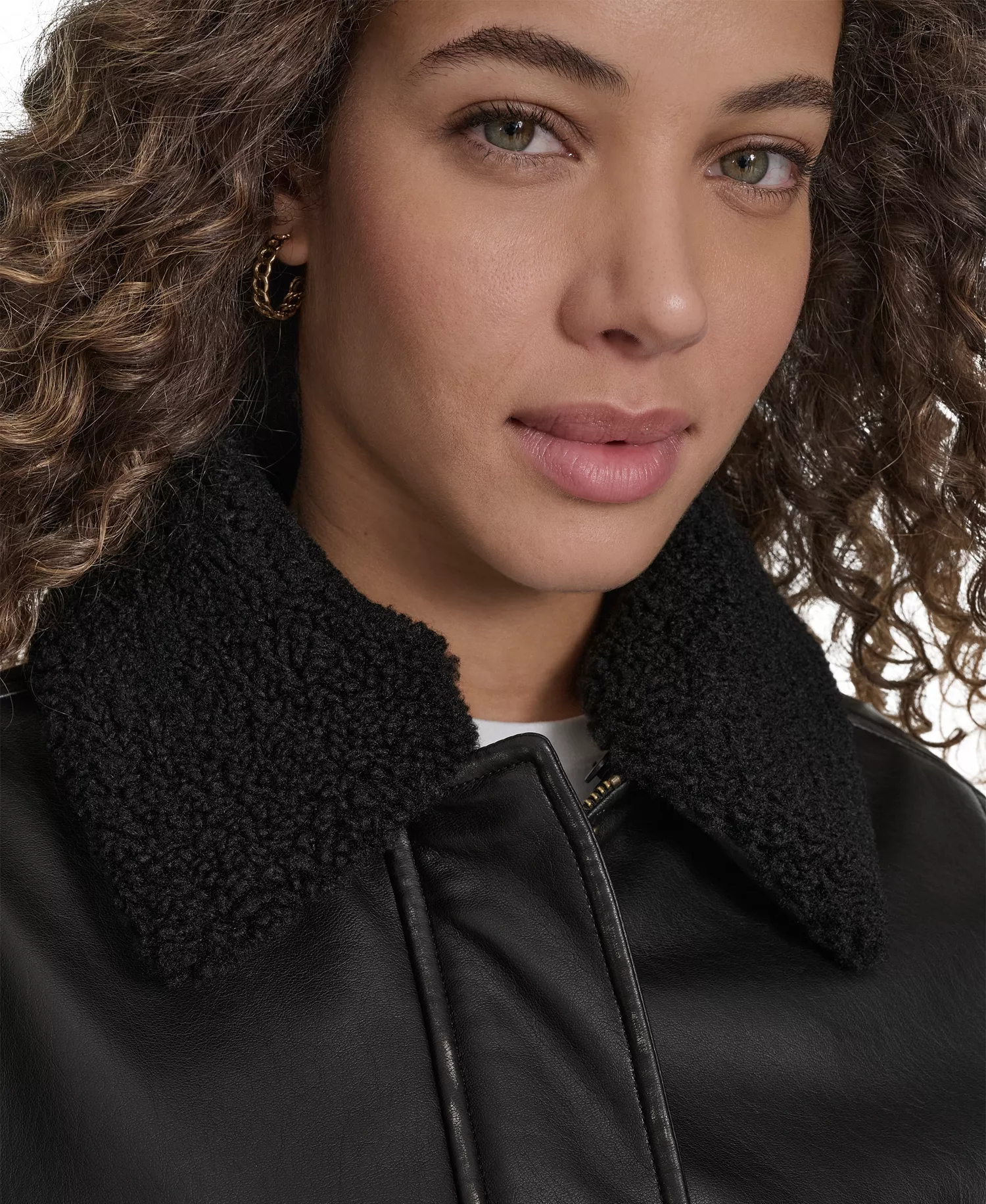 Women's Removable Collar Aviator Jacket - Black - L