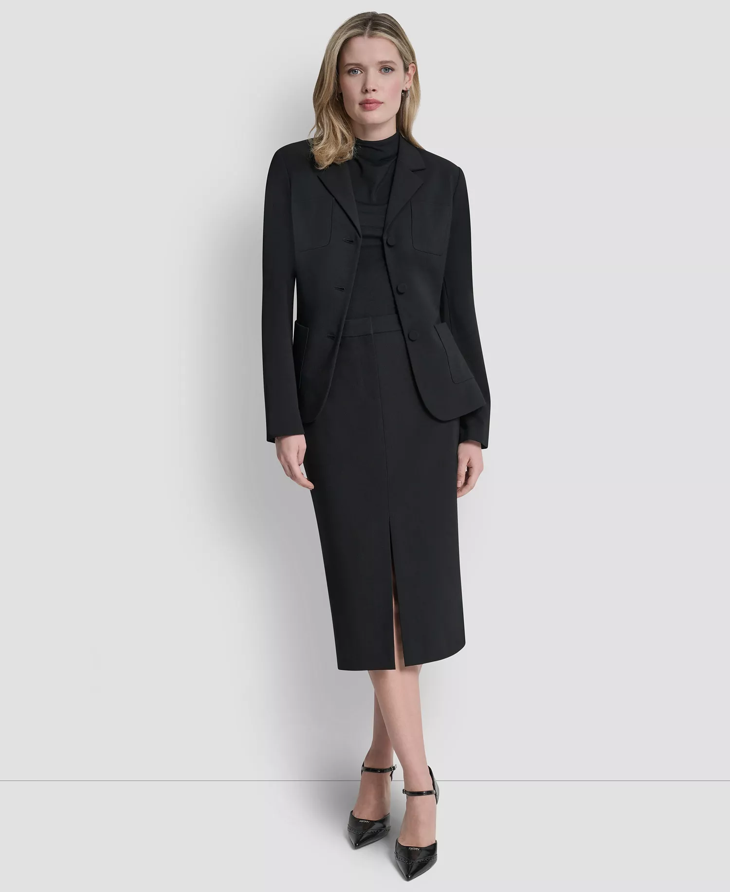 Women's Tailored Belted Blazer Jacket - Black - 0