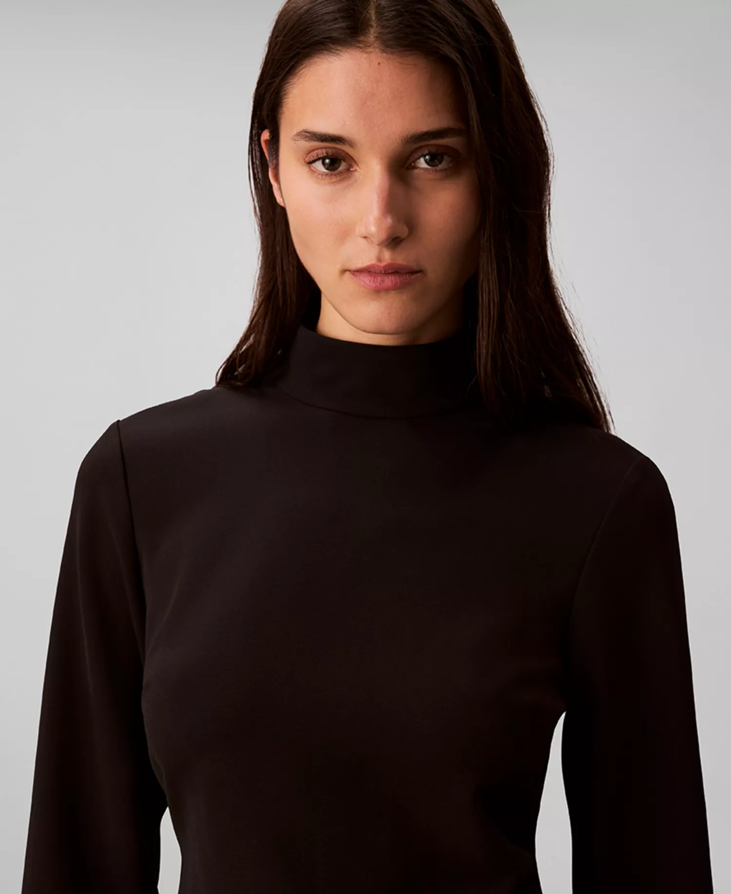 Women's Long Sleeve Turtle Neck Mini Dress - Black - 14