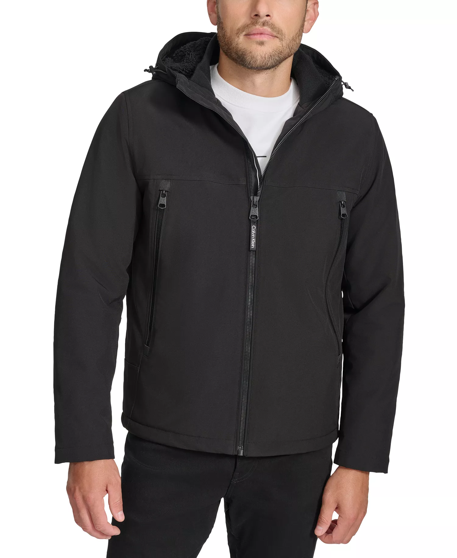 Men's Sherpa Lined Infinite Stretch Soft Shell Jacket  - Black - 2XL