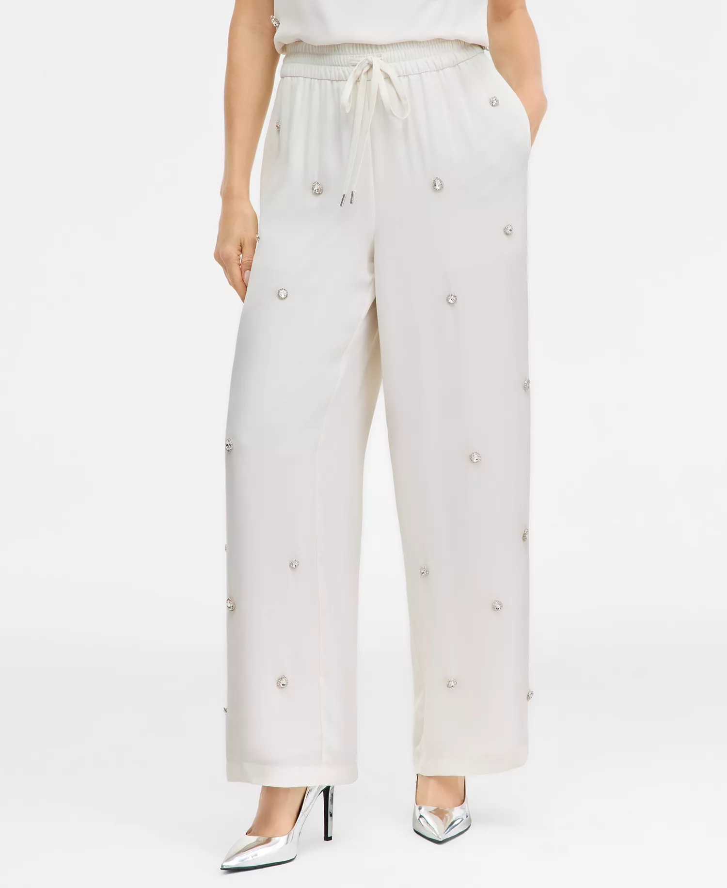 Women's Embellished Drawstring Pants, Macy's Exclusive - Vintage Cr - M