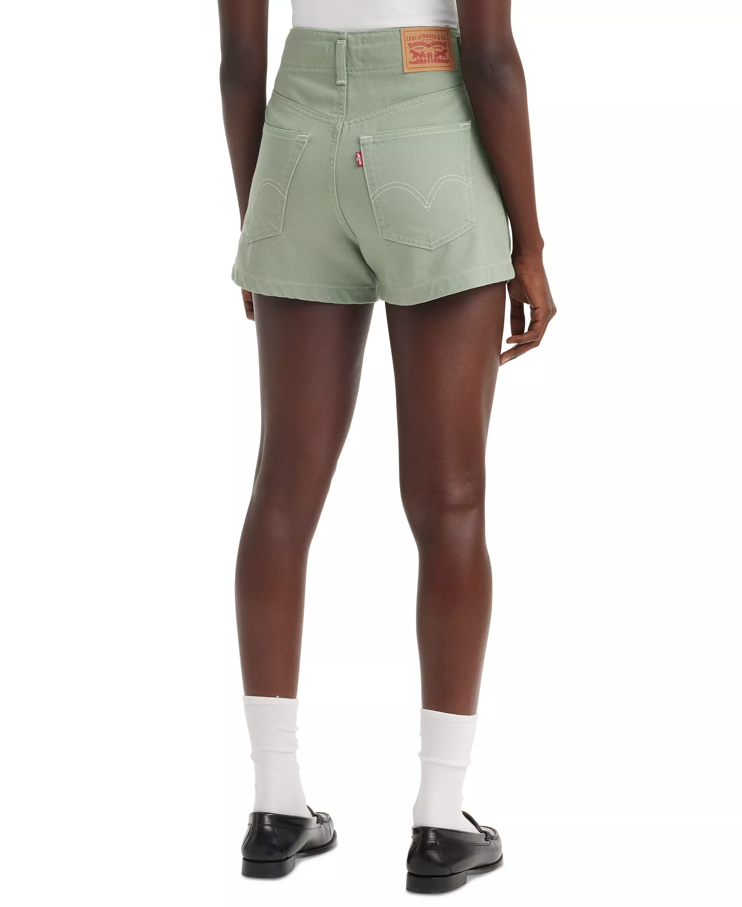 Women's Cotton High-Rise Double Button Mom Shorts - Lily Pad - 24