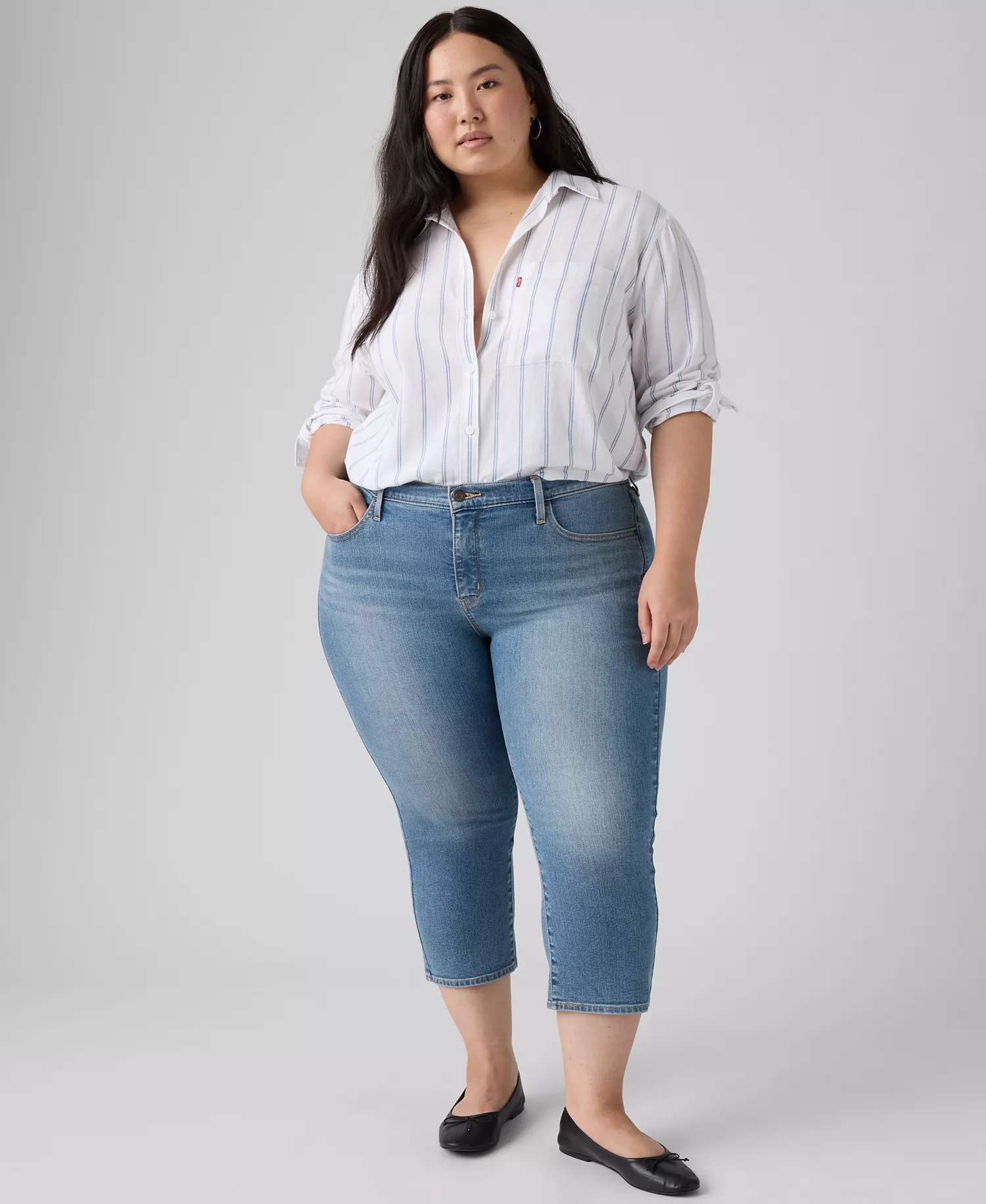 Trendy Plus Size 311 Shaping Skinny Capri Jeans - Camp Denim Plus - 16