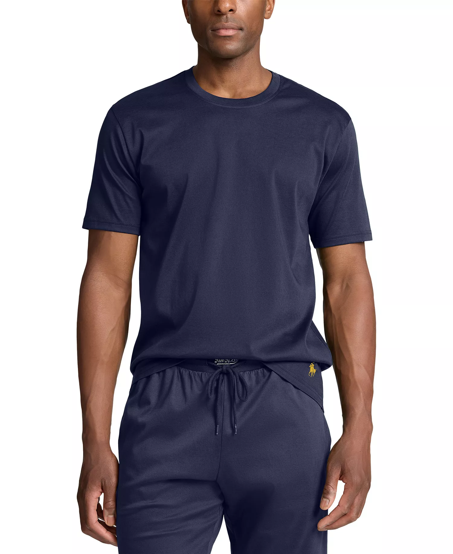 Men's Mercerized Cotton Pajama T-Shirt - Cruise Navy/Gold Bugle Polo Player - XXL