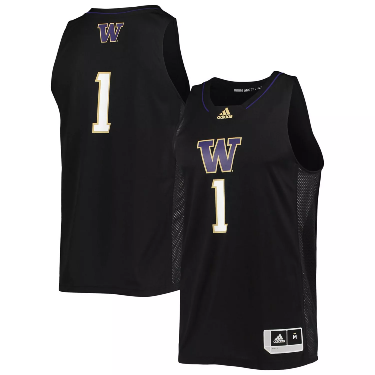 Men's 1 Washington Huskies Swingman Basketball Jersey - Black - 2XL