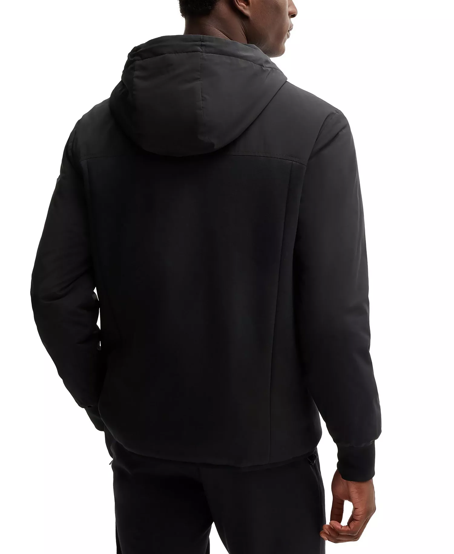 Men's Mixed Material Hooded Regular-Fit Jacket - Black - L