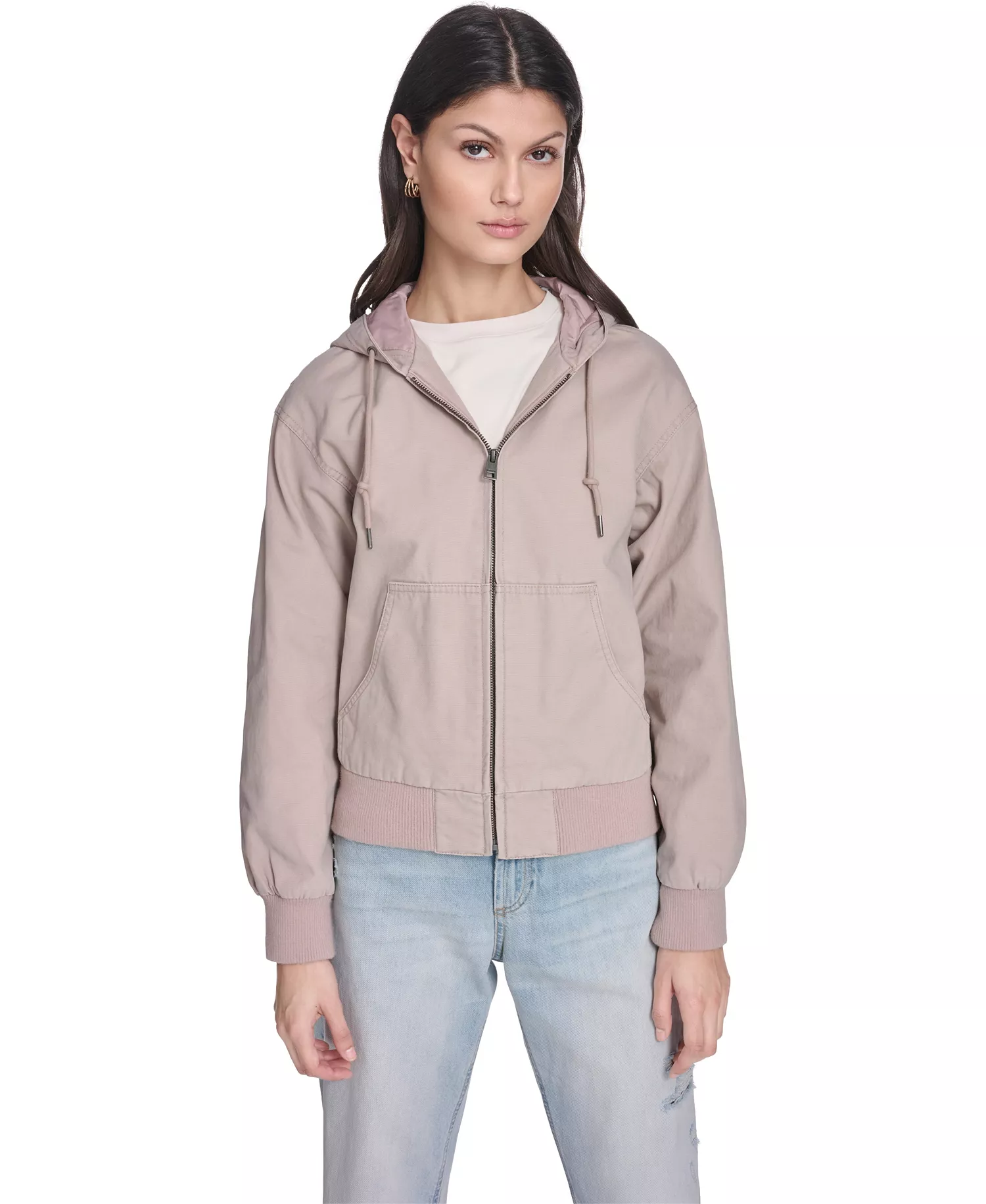 Women's Relaxed Hooded Bomber Jacket - Fawn - L