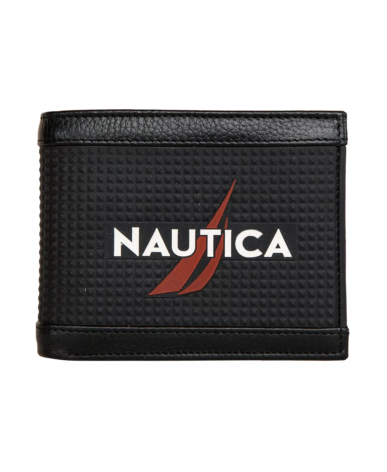 Men's Logo Rubber Leather Bifold Wallet - Black - ONE SIZE