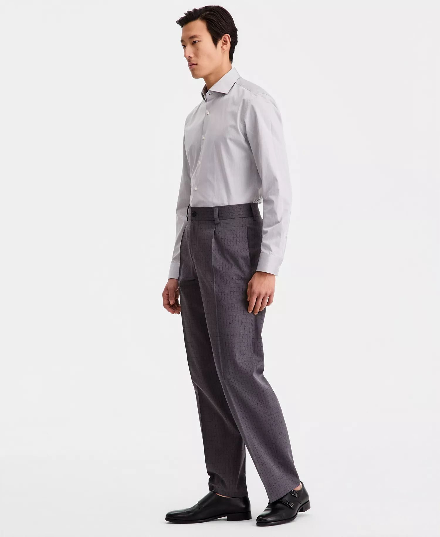 Men's Modern-Fit Wool-Blend Suit Separates Pants - DK GY - 30R