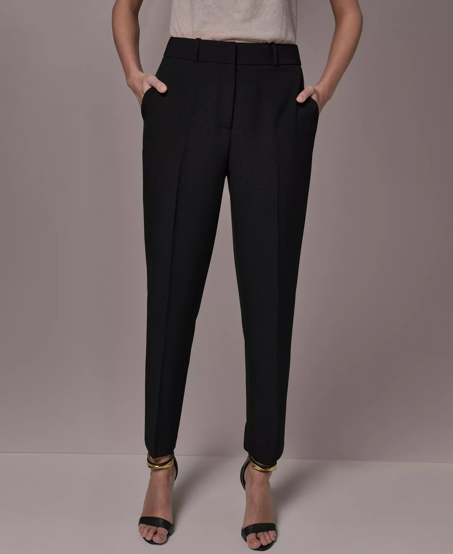 Women's Flat Front Straight Pants - Black - 10