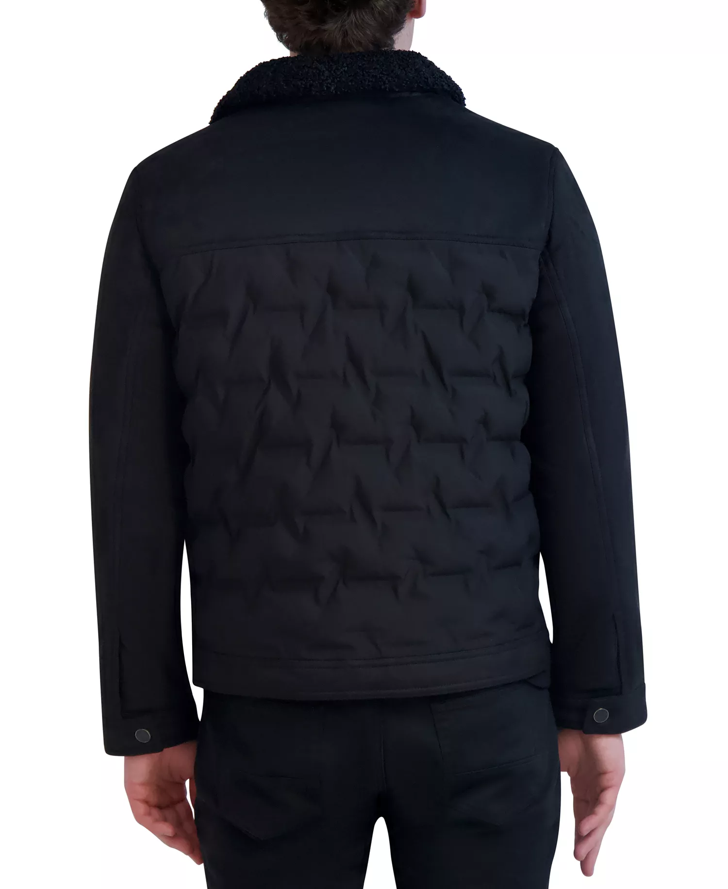 Paris Men's Quilted Trucker Jacket - Black - S
