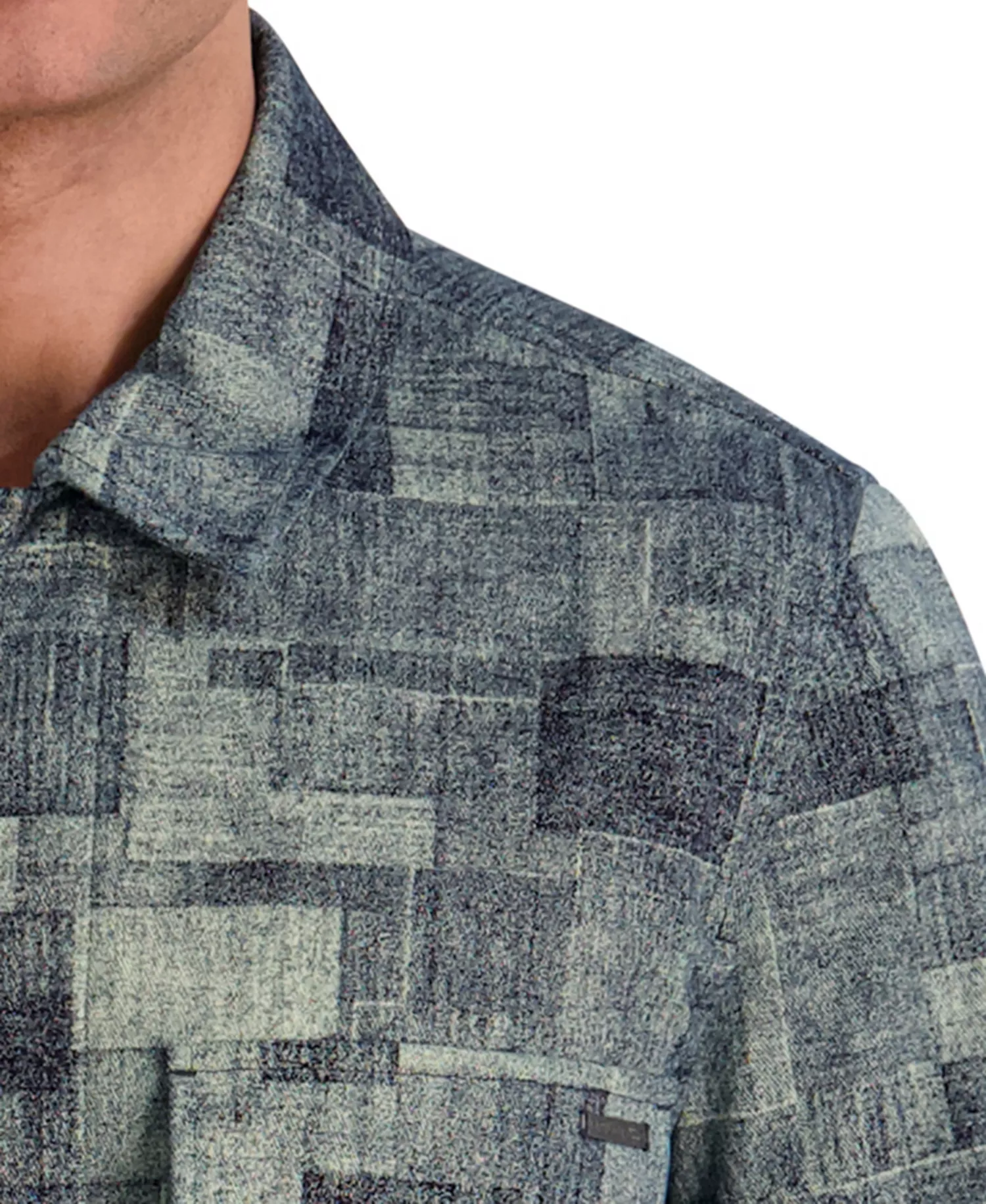 Men's Textured Ponte Shirt Jacket - Slate mosaic - 2XL