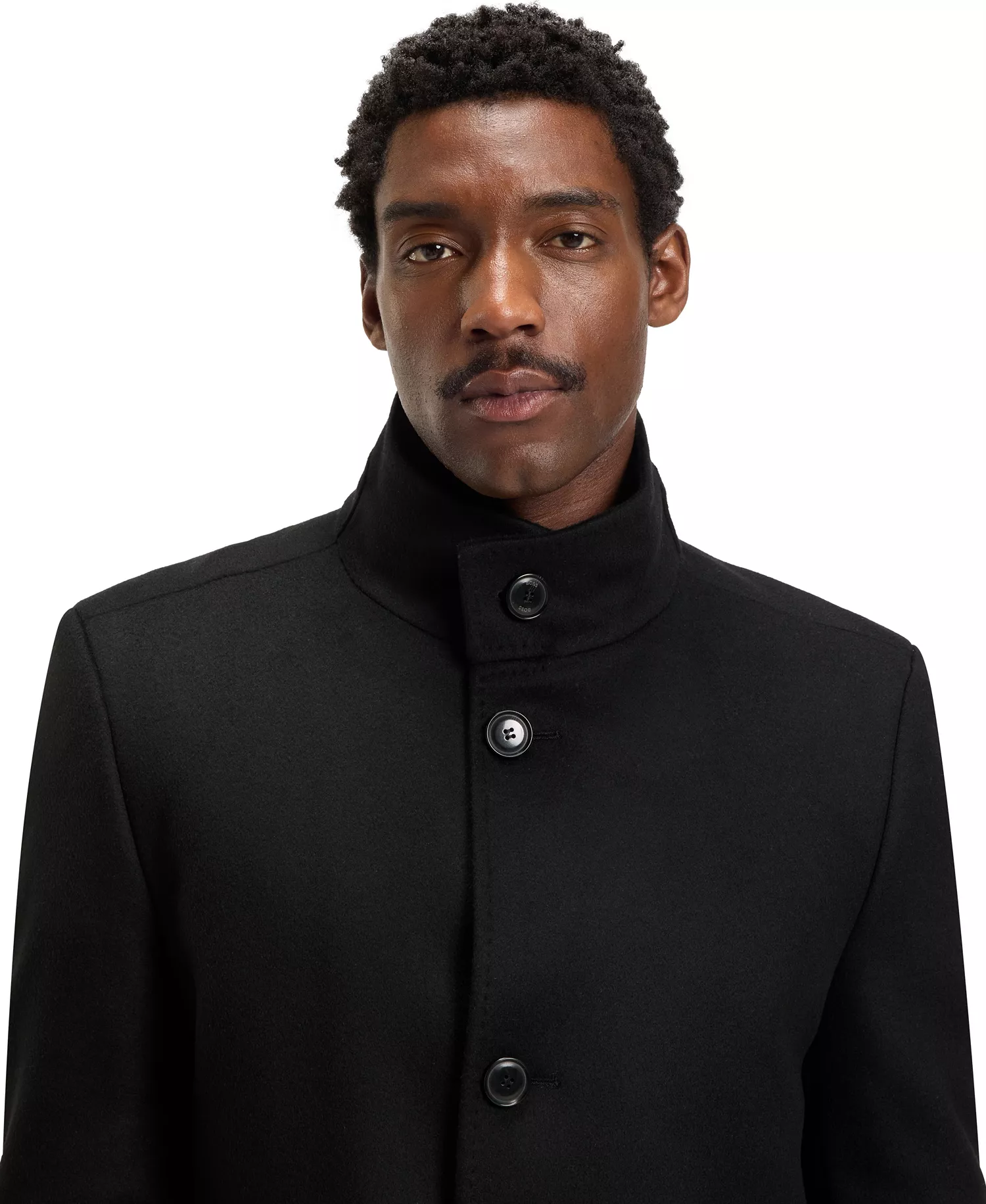 Men's Wool Cashmere Slim-Fit Coat - Black - 34R