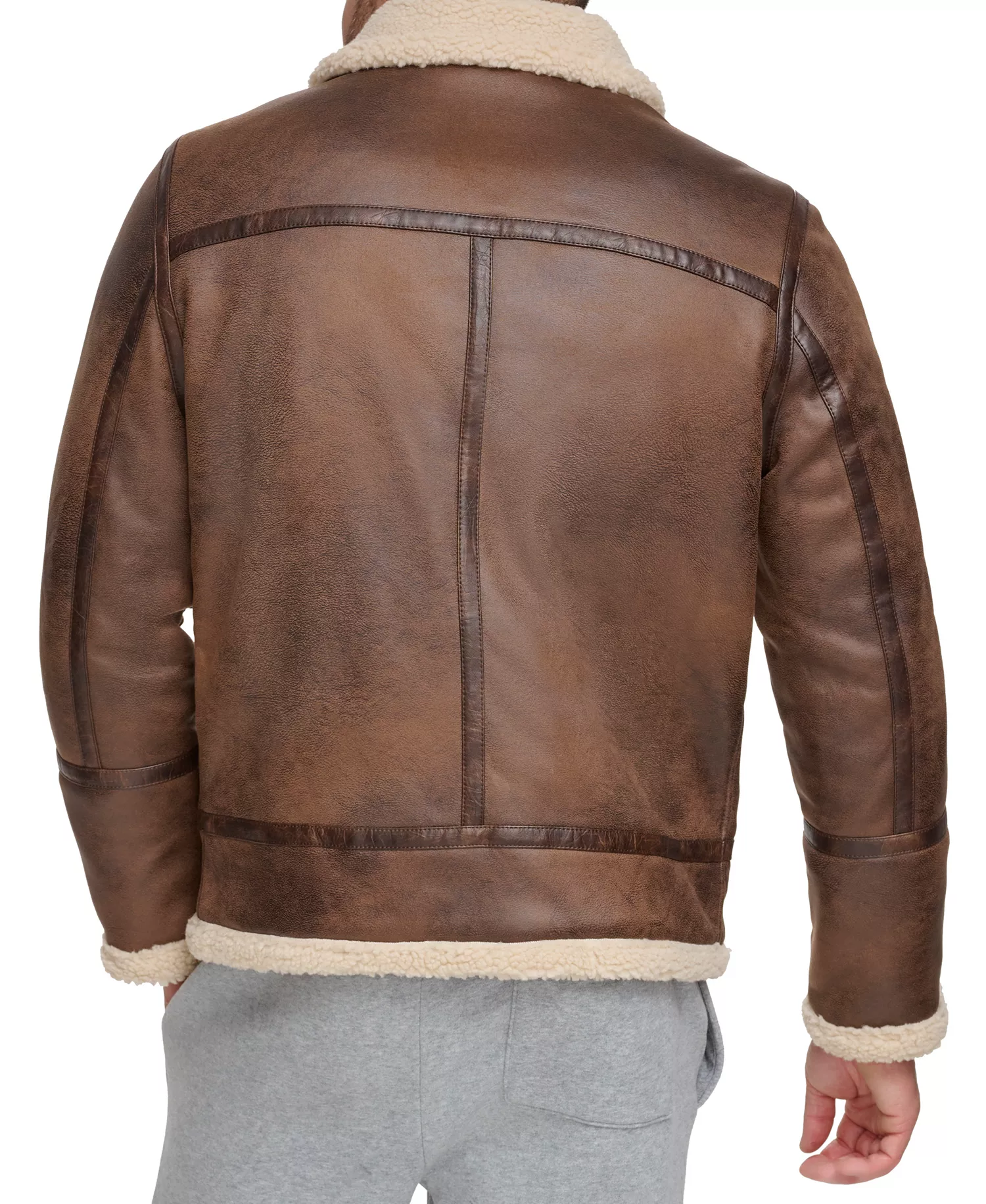 Men's Classic Faux Shearling B-3 Bomber Jacket - Brown - 2XL