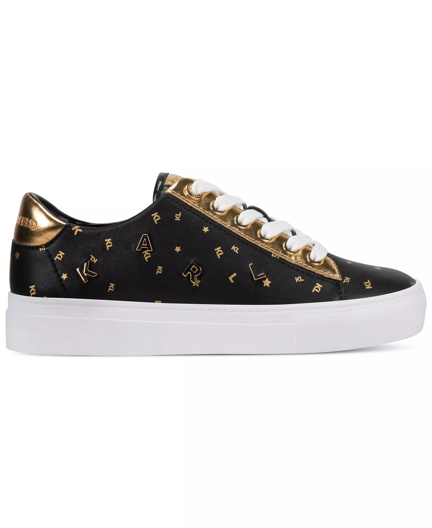 Women's Cate Foil Lace Up Sneakers - Black/Gold - 5