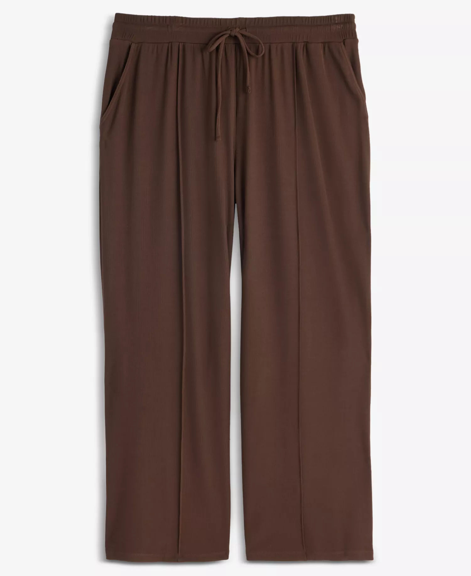 Plus Size Ribbed Wide-Leg Drawstring Pants, Macy's Exclusive - Coco Oak - 1X