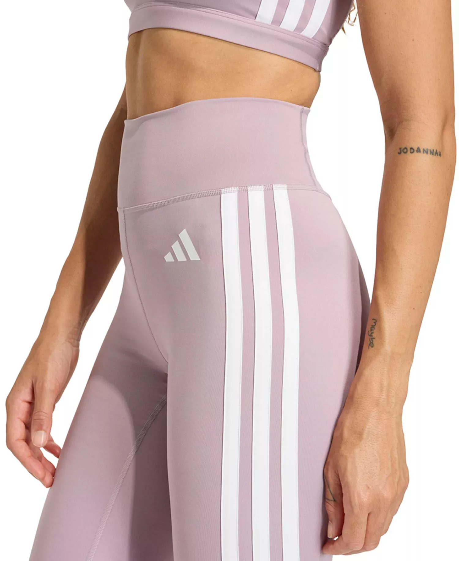 Women's Essentials 3-Stripes Training Leggings - Preloved Fig/white - 2XL