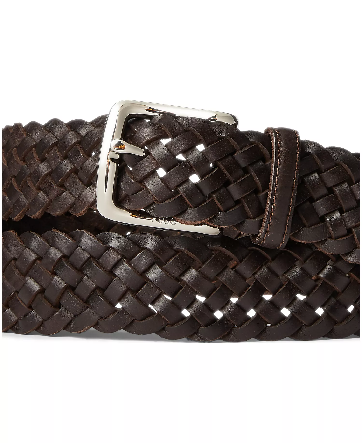 Men's Braided Vachetta Leather Belt - Dark Brown - 32