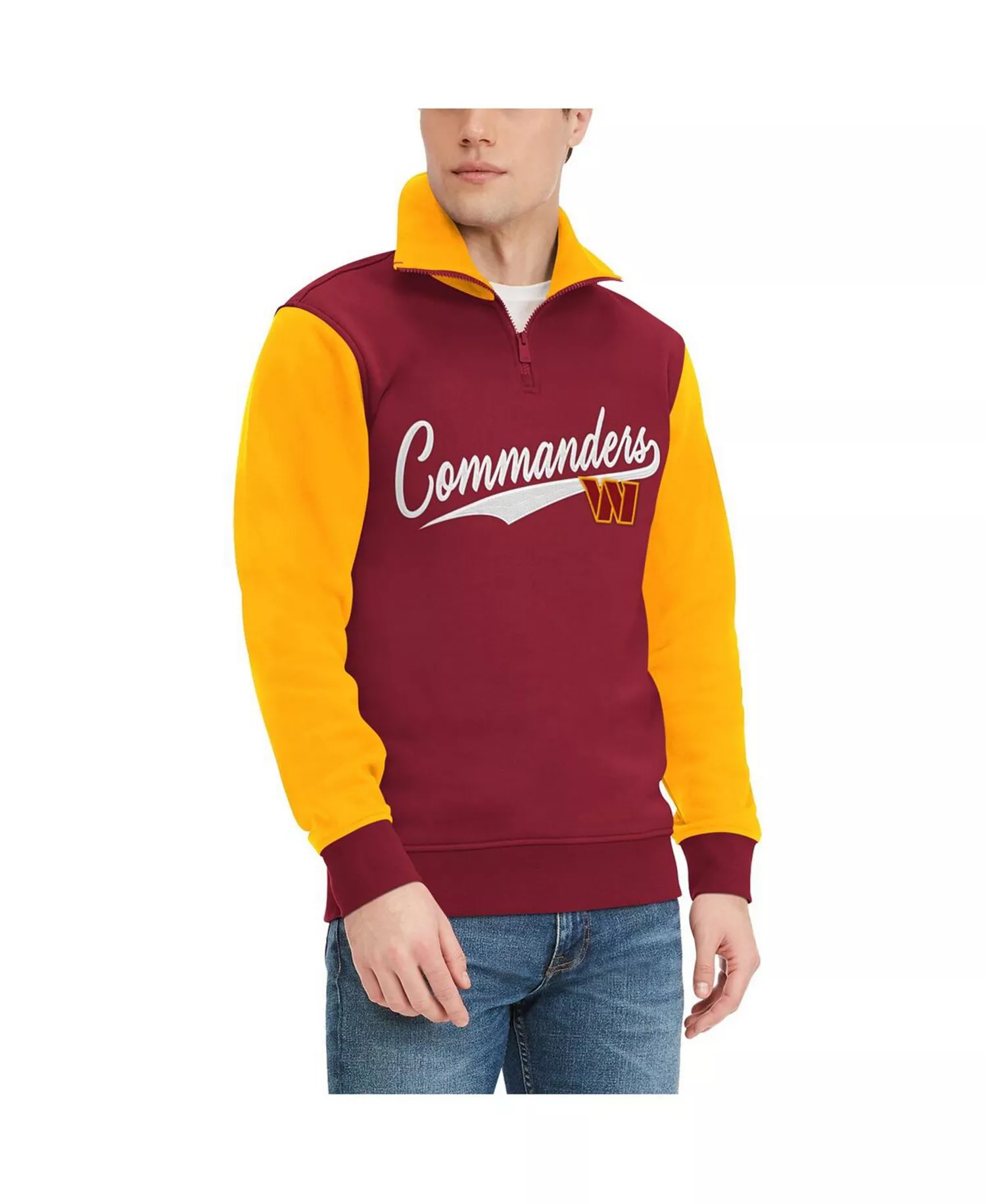 Men's Burgundy, Gold Washington Commanders Aiden Quarter-Zip Top - Burgundy, Gold - 2XL