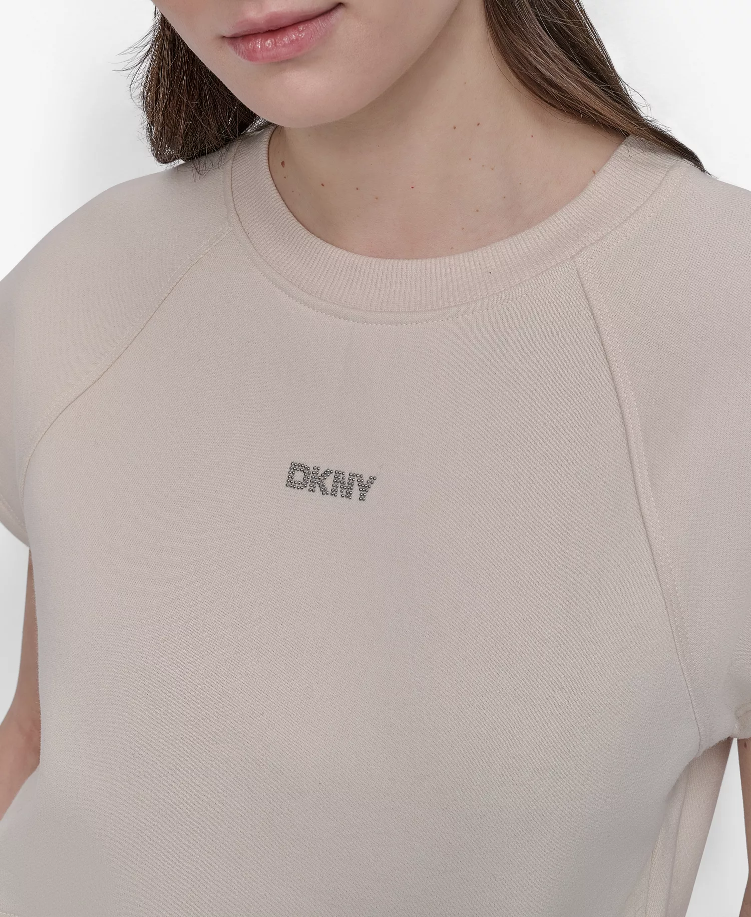 Women's Mini Stud Logo Short Sleeve Cropped Top - Light City Khaki - S