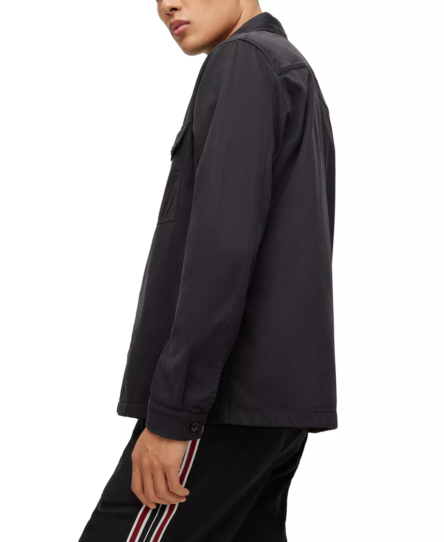 Men's Oversized-Fit Shirt Jacket - Black - L