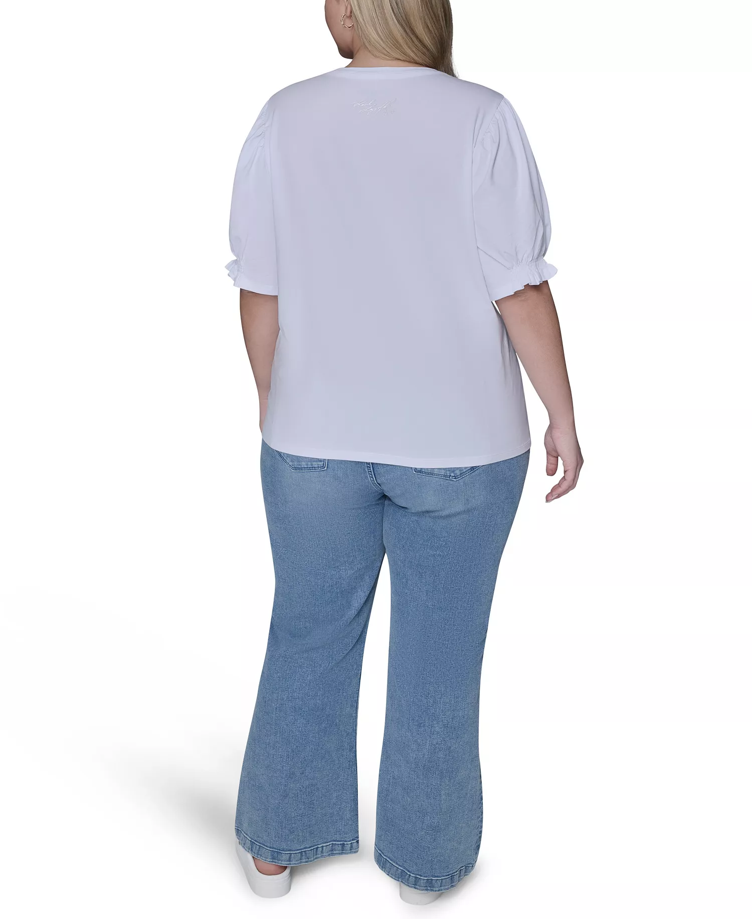 Women's Plus Size Crew Neck Top - White - 0X