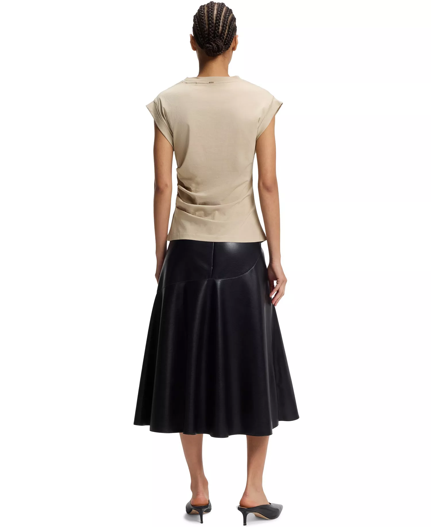 BOSS by Women's Mercerized-Cotton Slim-Fit T-Shirt - Open Beige - L