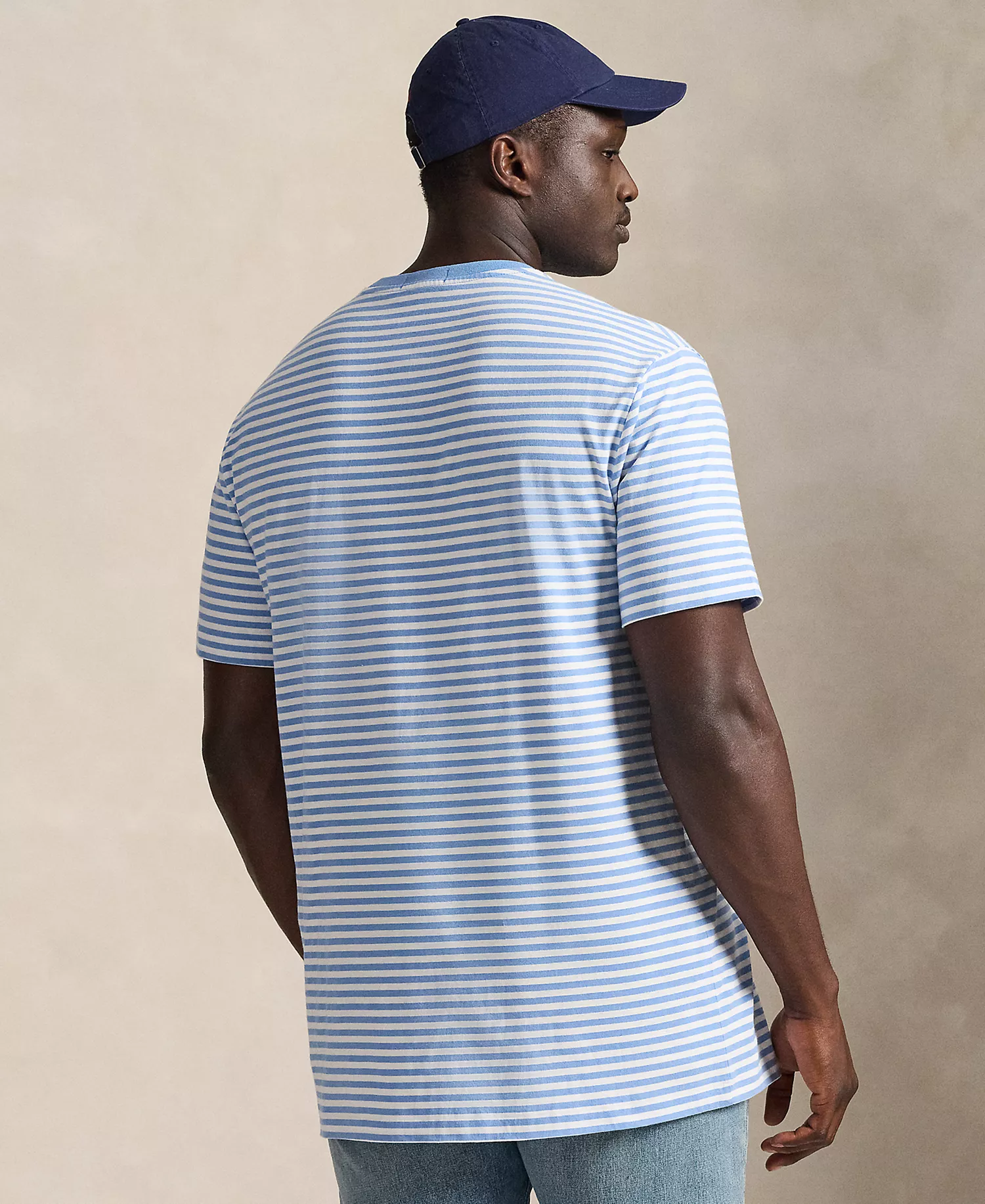 Men's Big & Tall Striped Jersey T-Shirt - Bristol Blue/White - 2LT