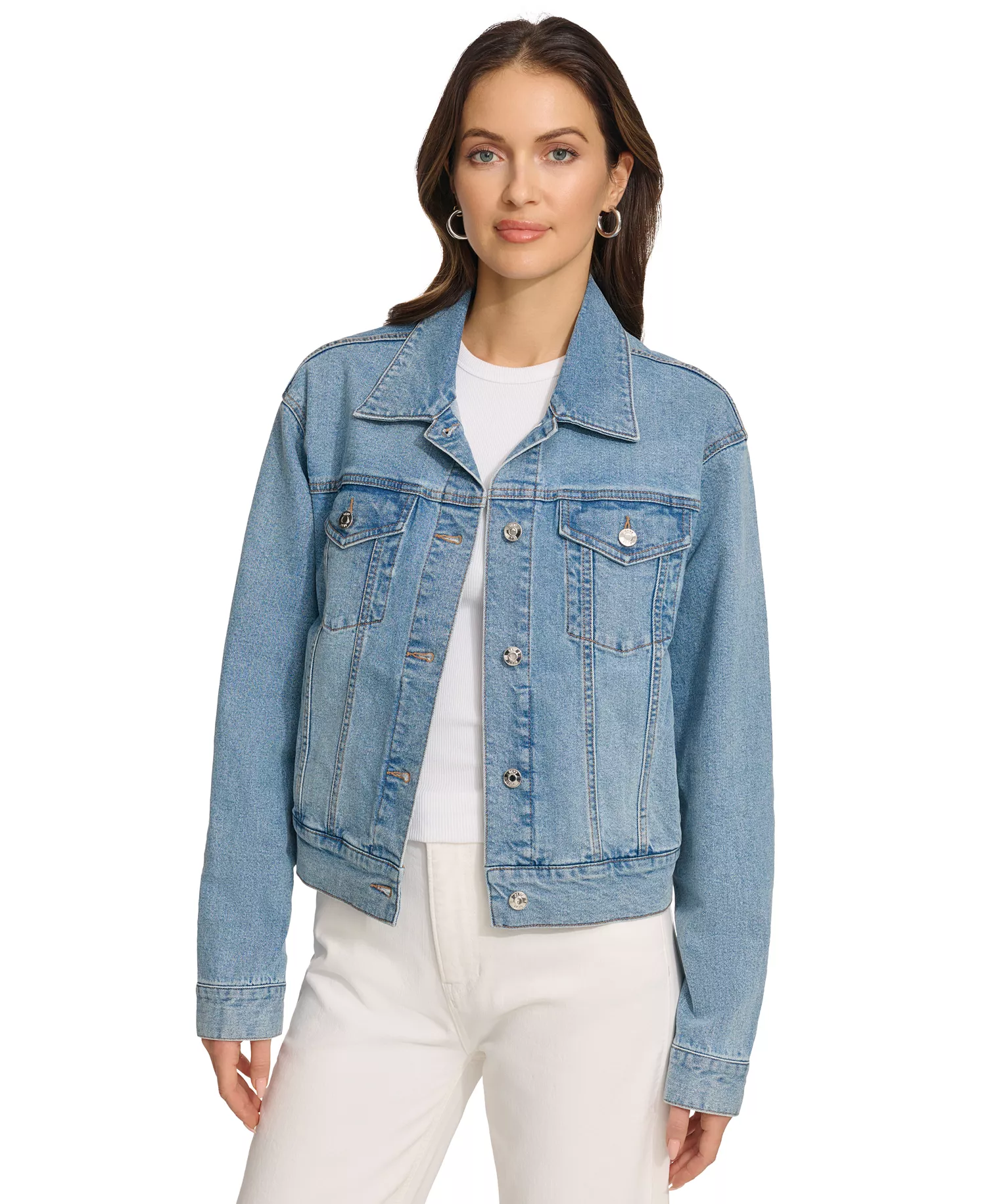Women's Foundation Denim Trucker Jacket - Medium Wash Denim - L