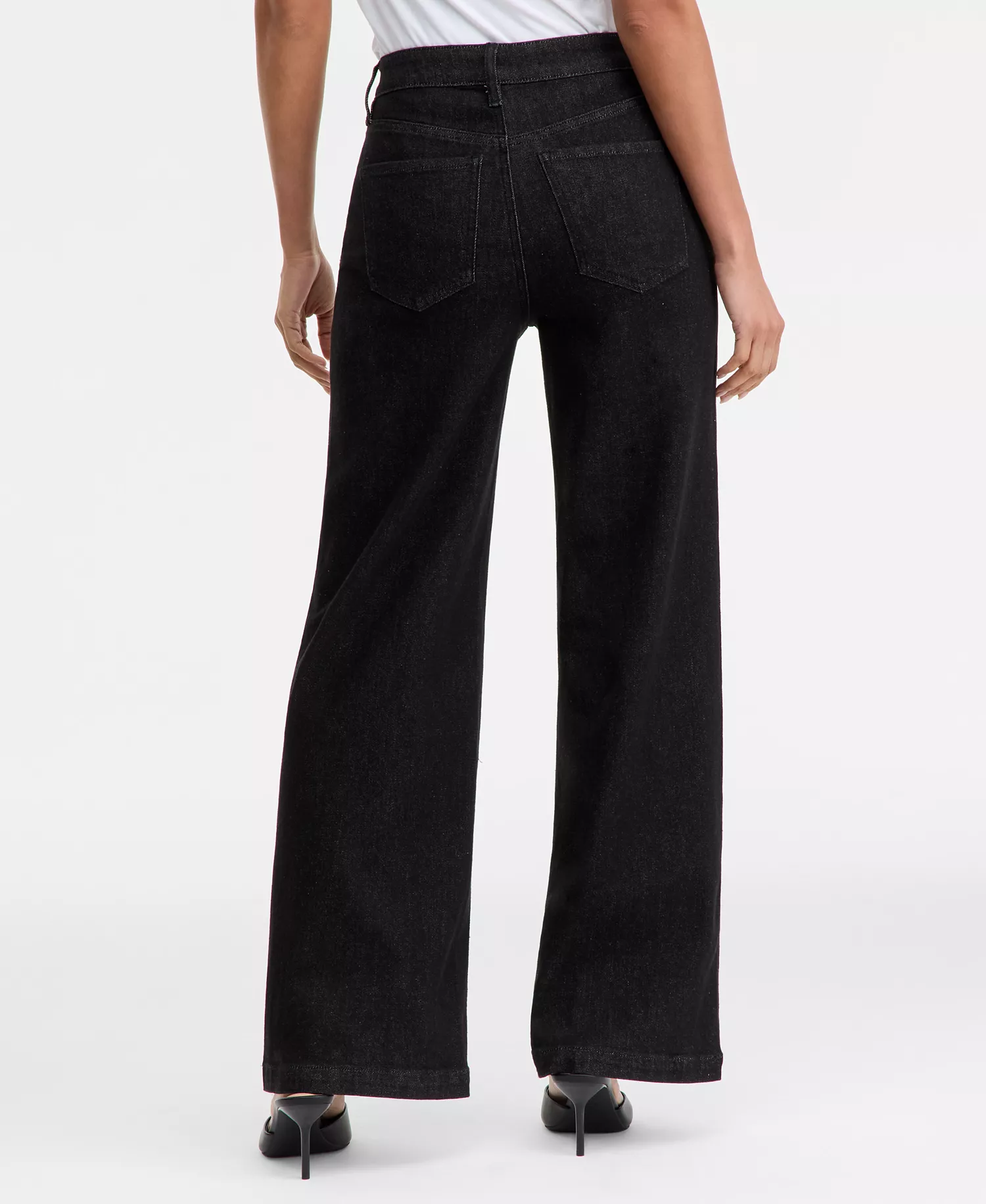 Women's High-Rise Wide-Leg Embellished Jeans, Macy's Exclusive  - Washed Bla - 10