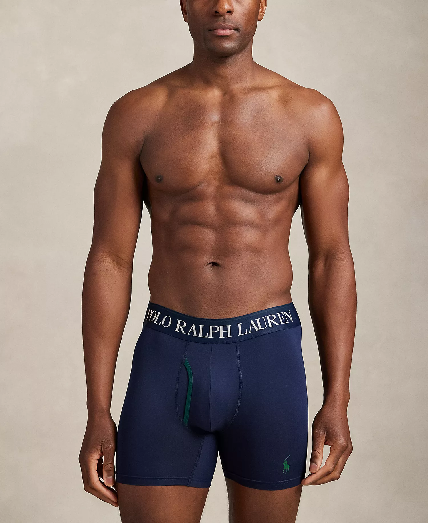 Men's 3-Pack Cooling Microfiber Elastic Waist Boxer Briefs - Cruise Navy/Green Tossed Emblem Print/Moss Agate - L