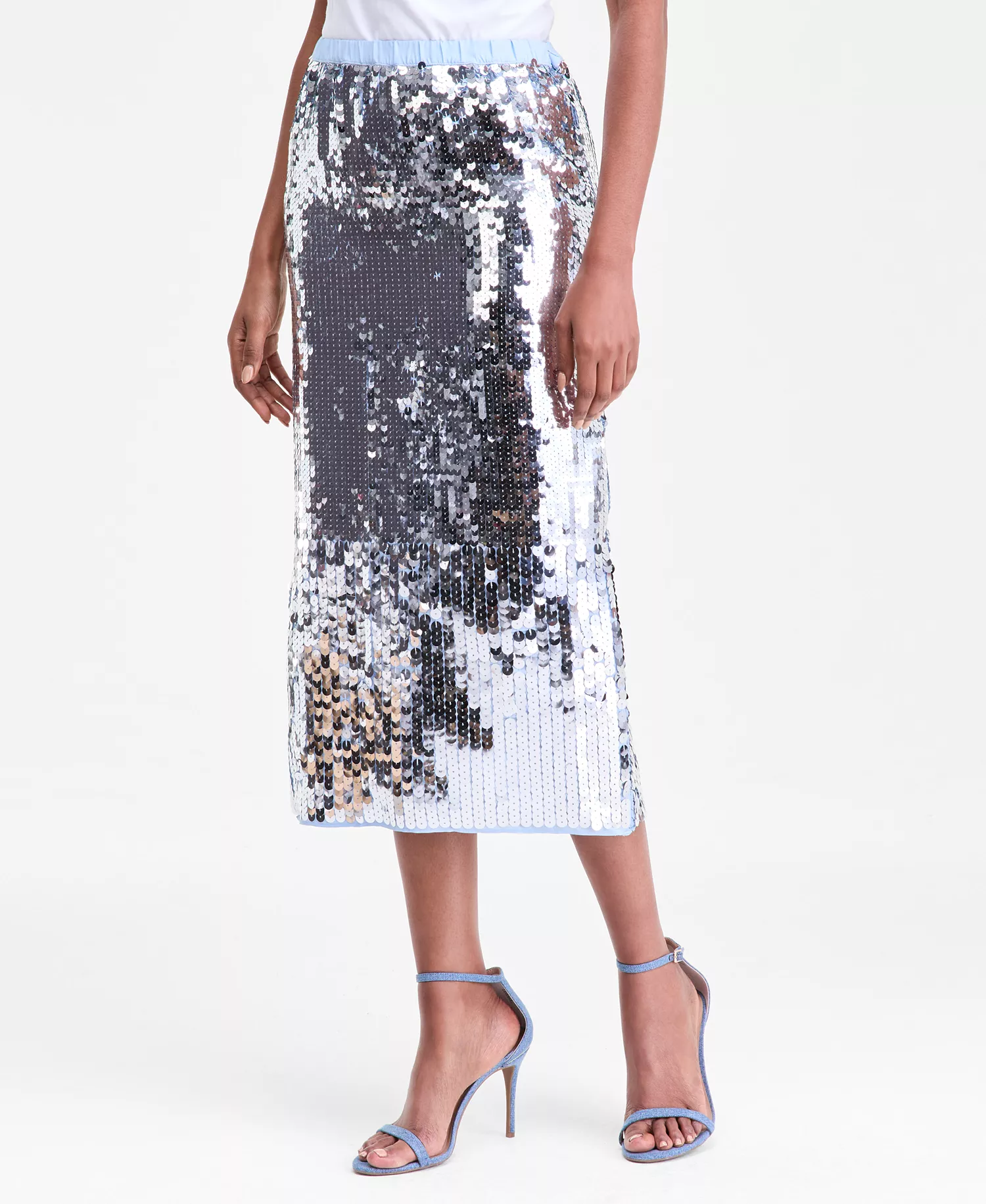 Women's Sequin Skirt, Macy's Exclusive - Shiny Silv - L