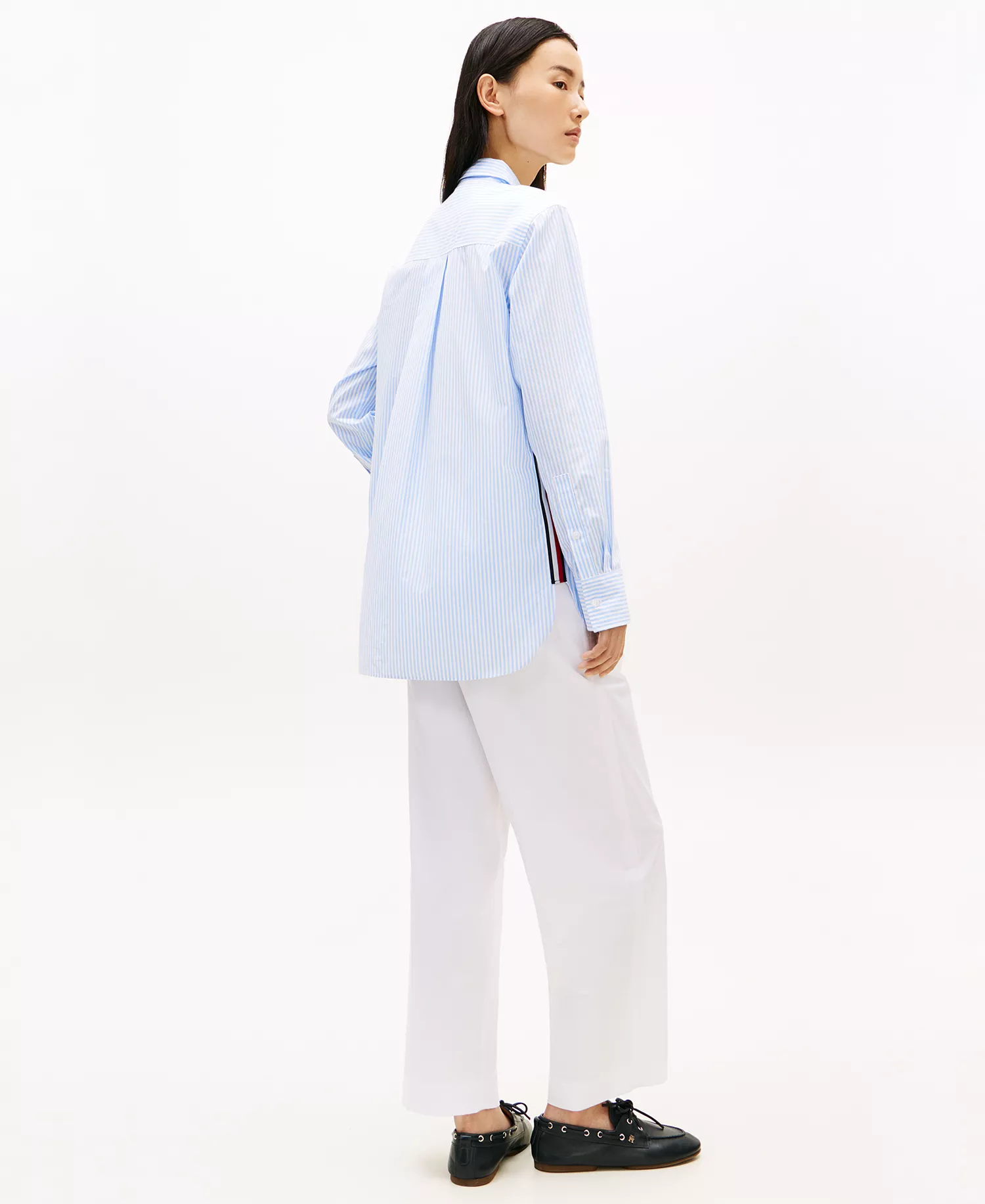 Women's Long-Sleeve Collared Shirt - Blue - L