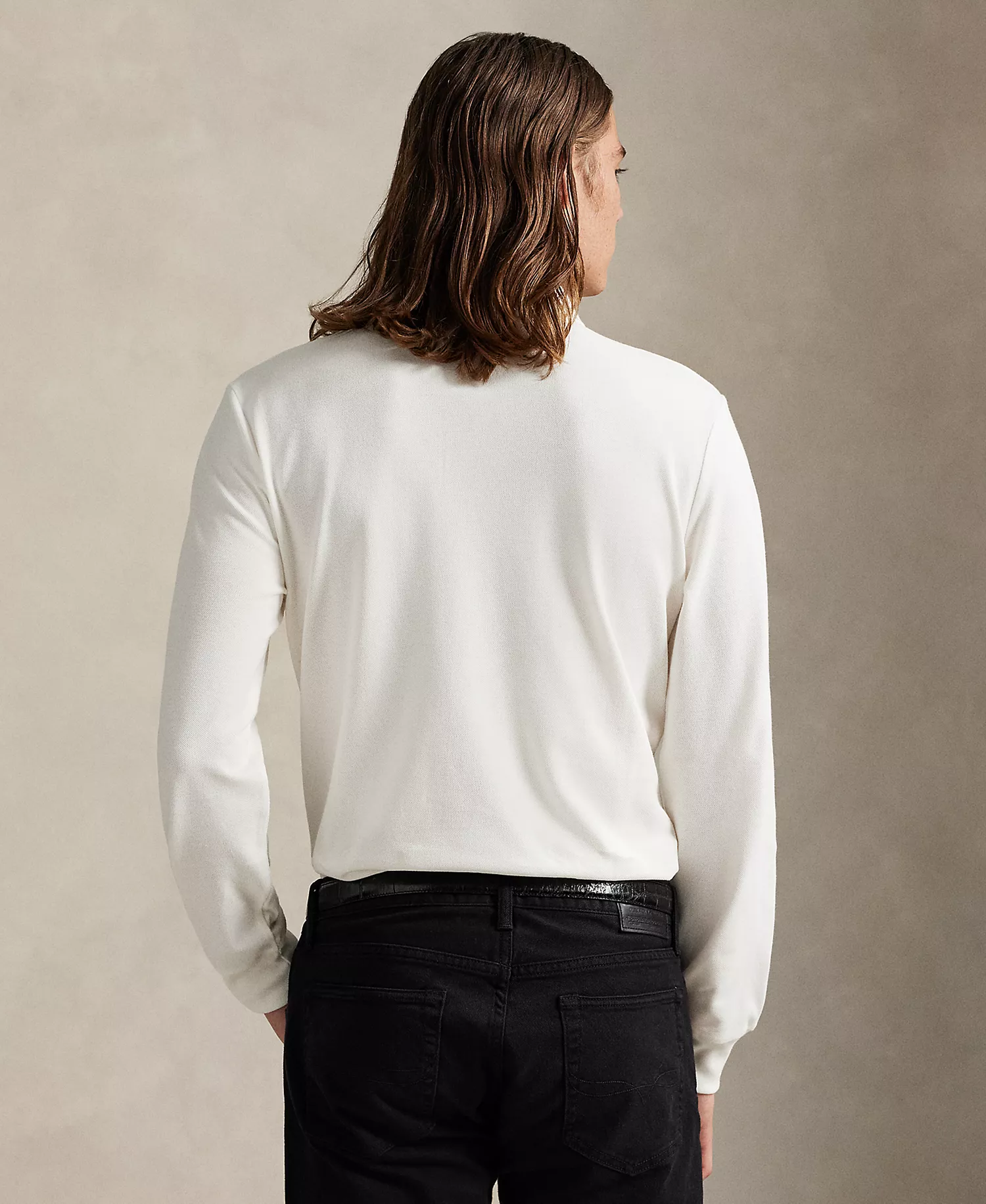 Men's Classic Fit Polo Bear Long-Sleeve Polo Shirt - Trophy Cream - 2XL