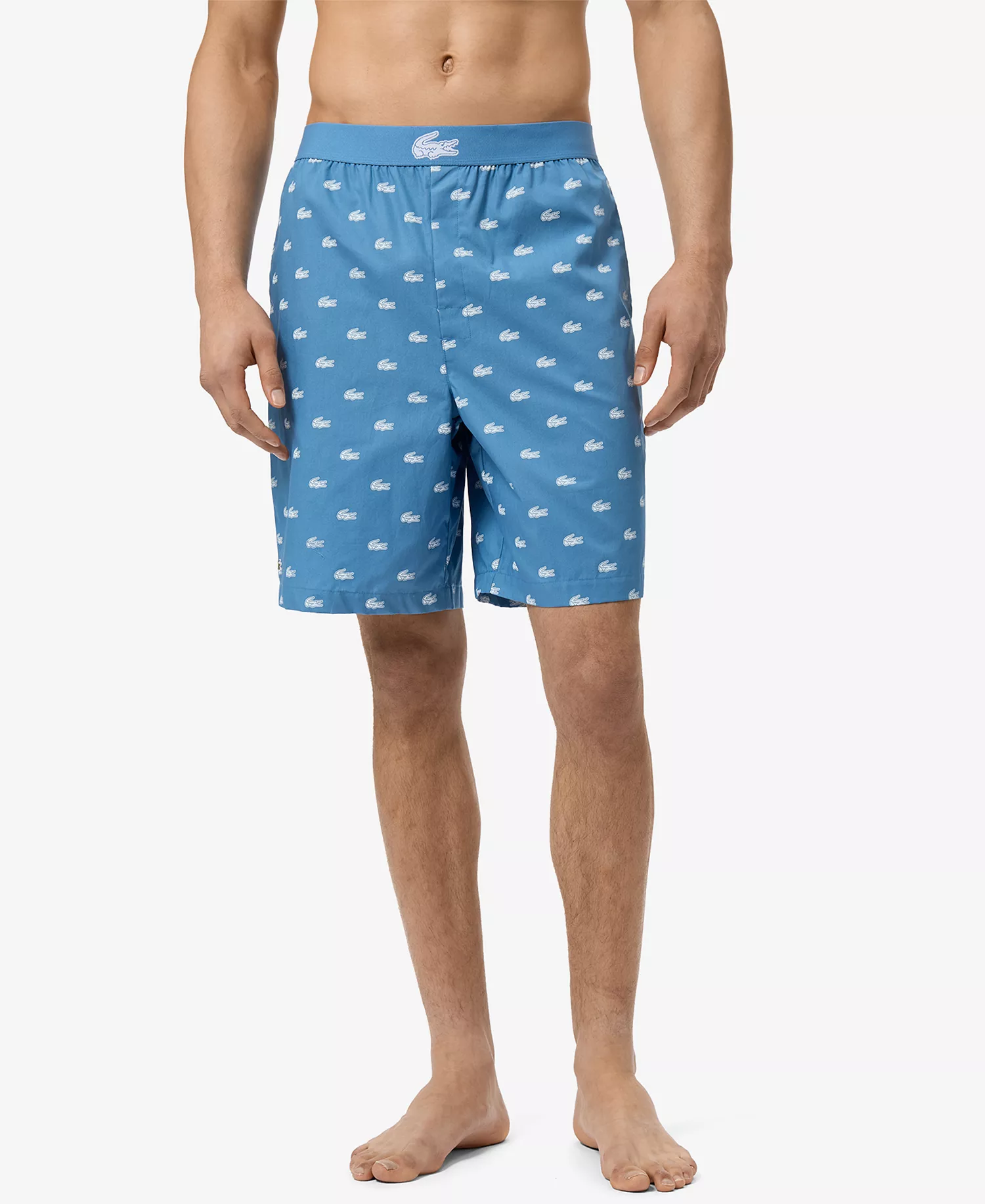 Men's Loungewear Woven Pajama Shorts - Abyss Blue/white - L