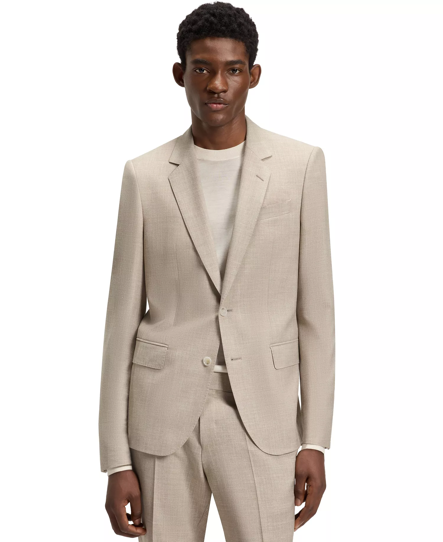 BECKHAM x BOSS Men's Two-Piece Slim-Fit Suit - Open Beige - 36R