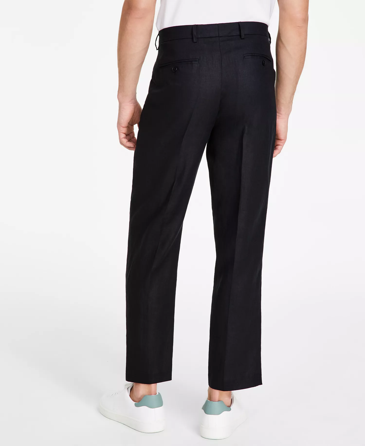 Men's Modern-Fit Linen Dress Pants - Black - 30 - 29