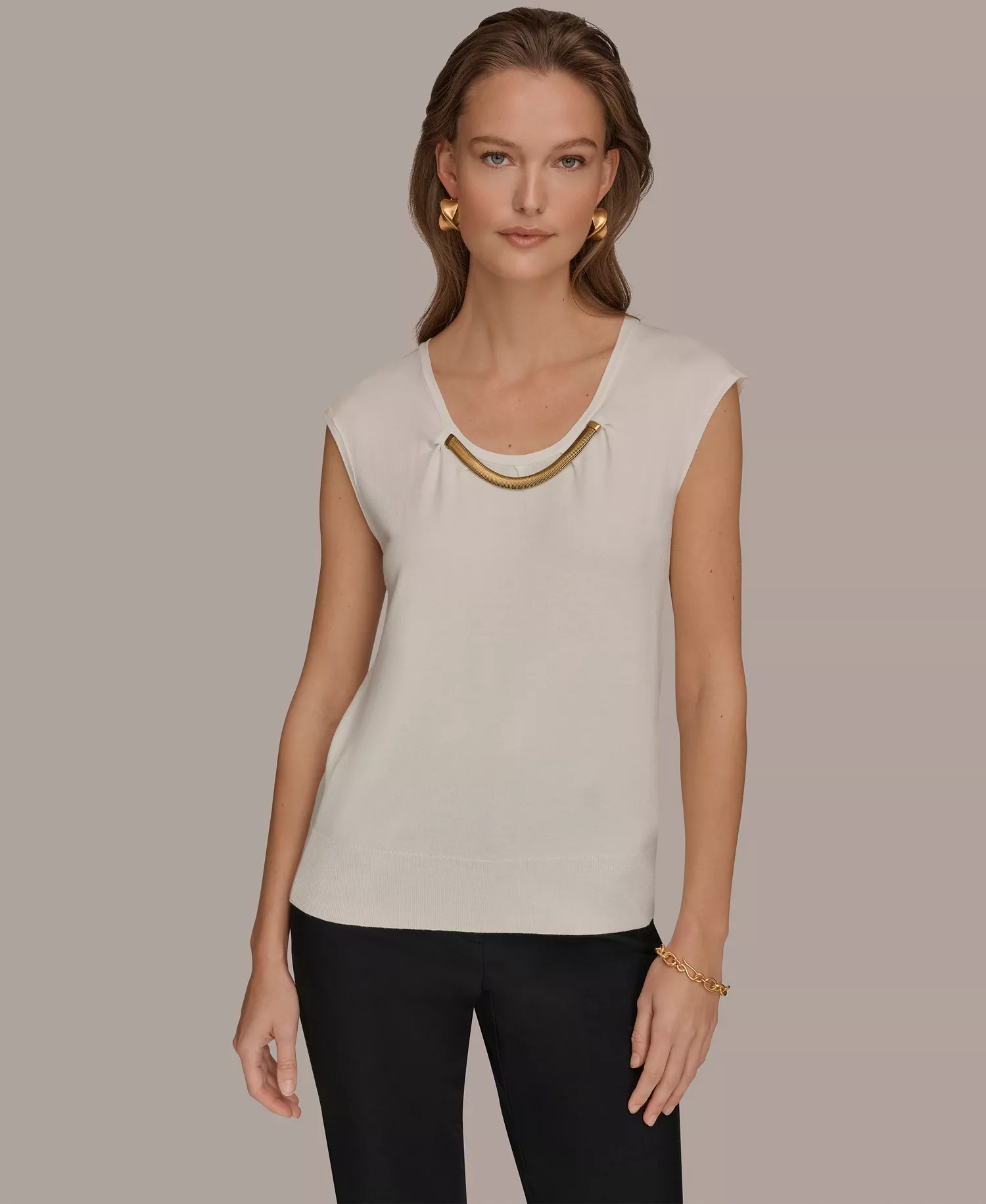 Women's Scoop Neck Top - Cream - L