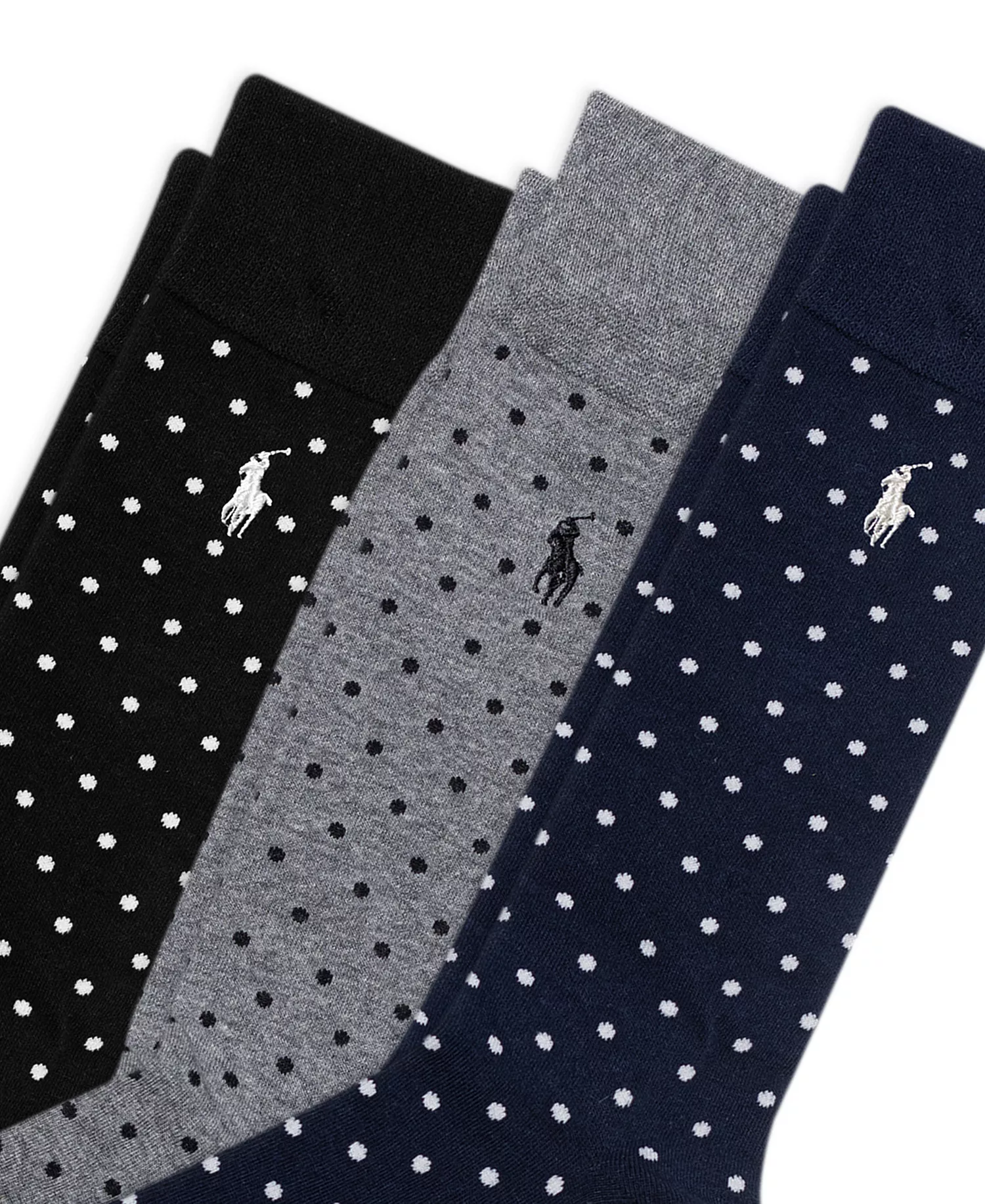 Men's Classic Dot Dress Socks, 3-Pack - Navy/Gray/Black - 10-13
