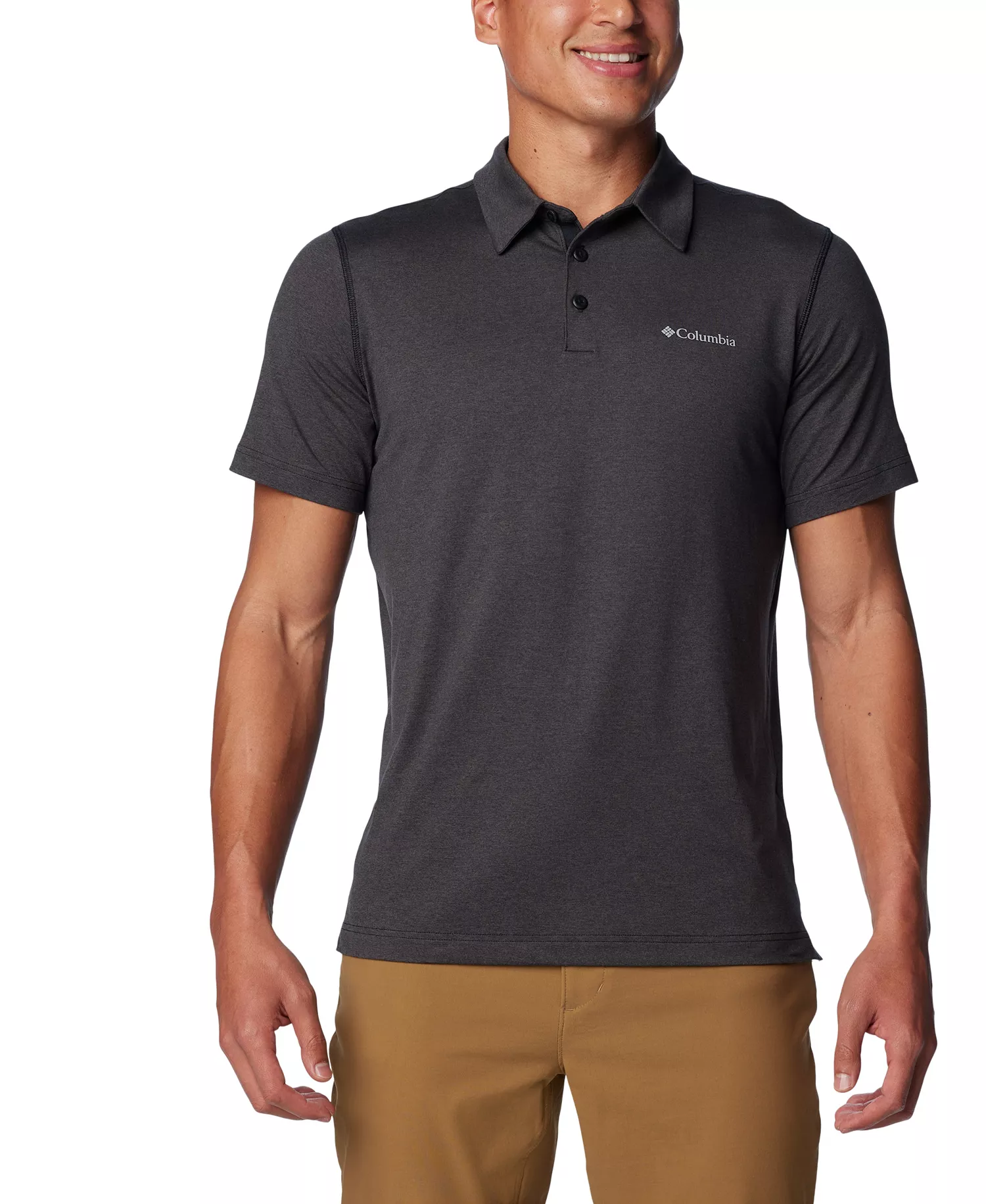 Men's Carter Short Sleeve Performance Crest Polo - Black - L