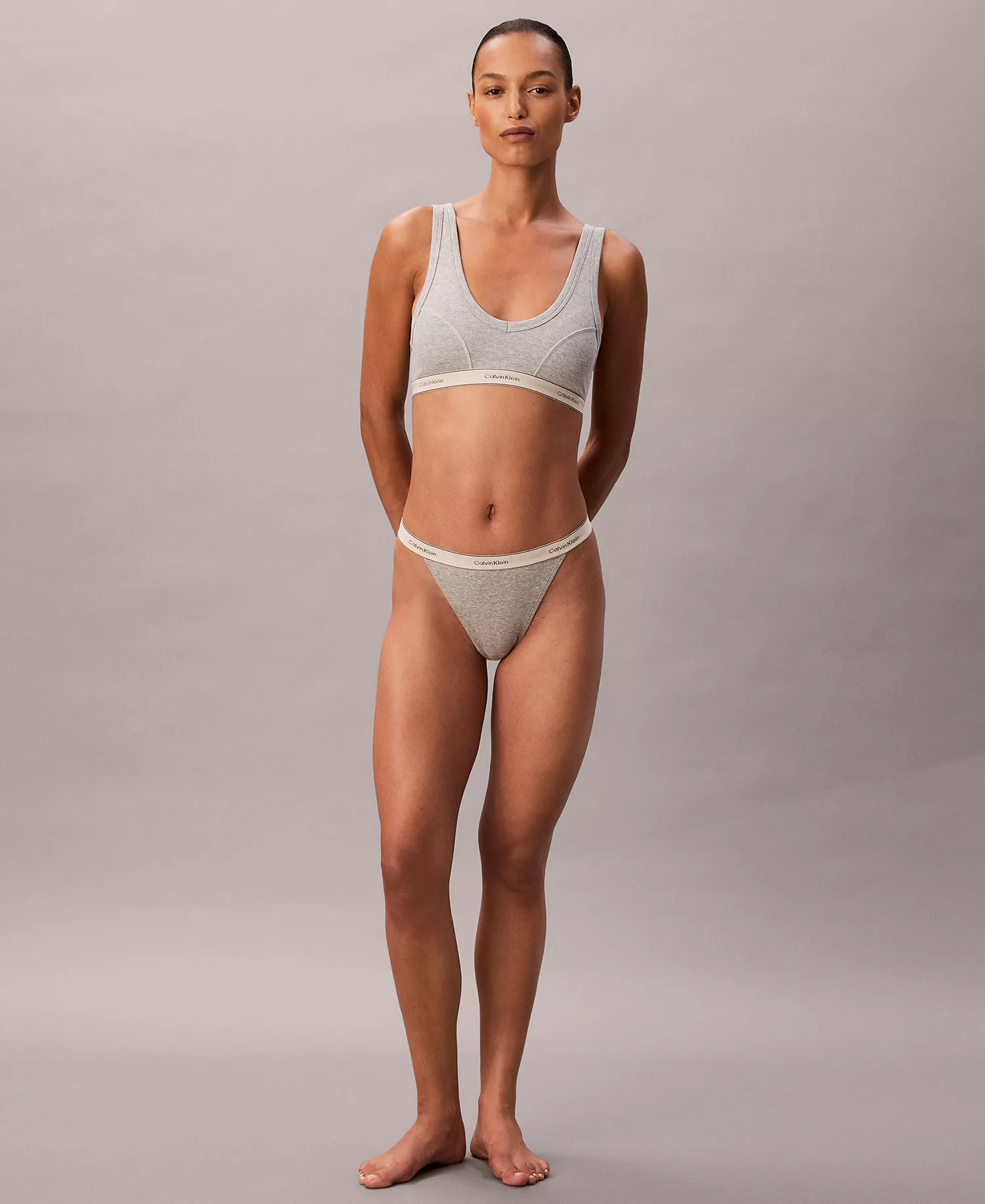 Women's Heritage Cotton Lightly Lined Bralette QF8594 - Heather - L