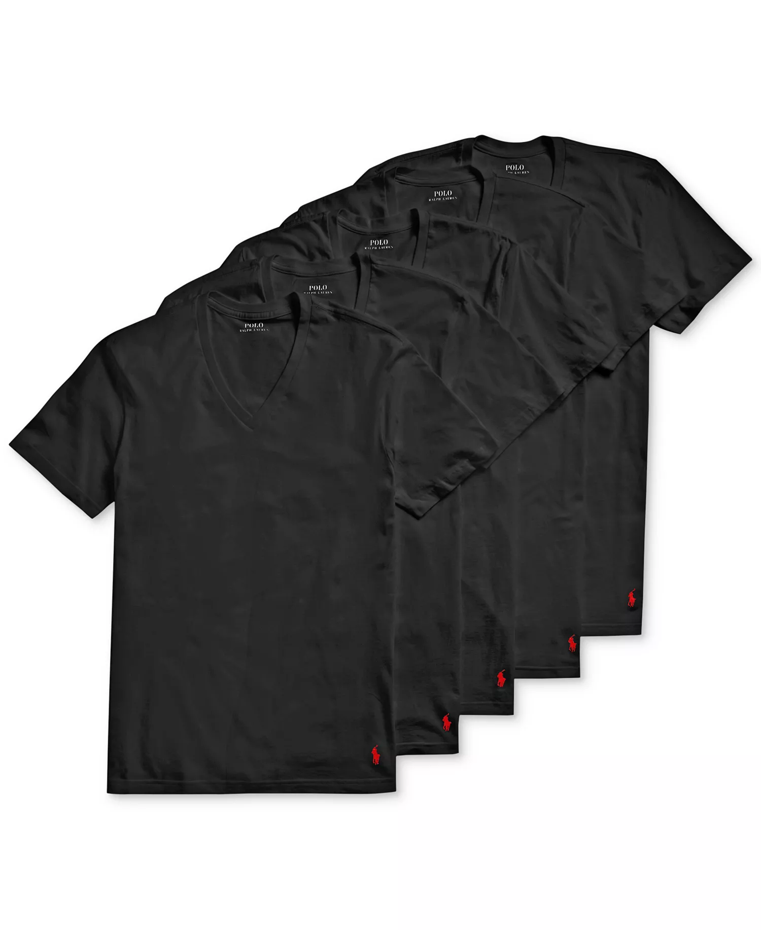 Men's 5-Pack Classic-Fit V-Neck Undershirts - Polo Black - L